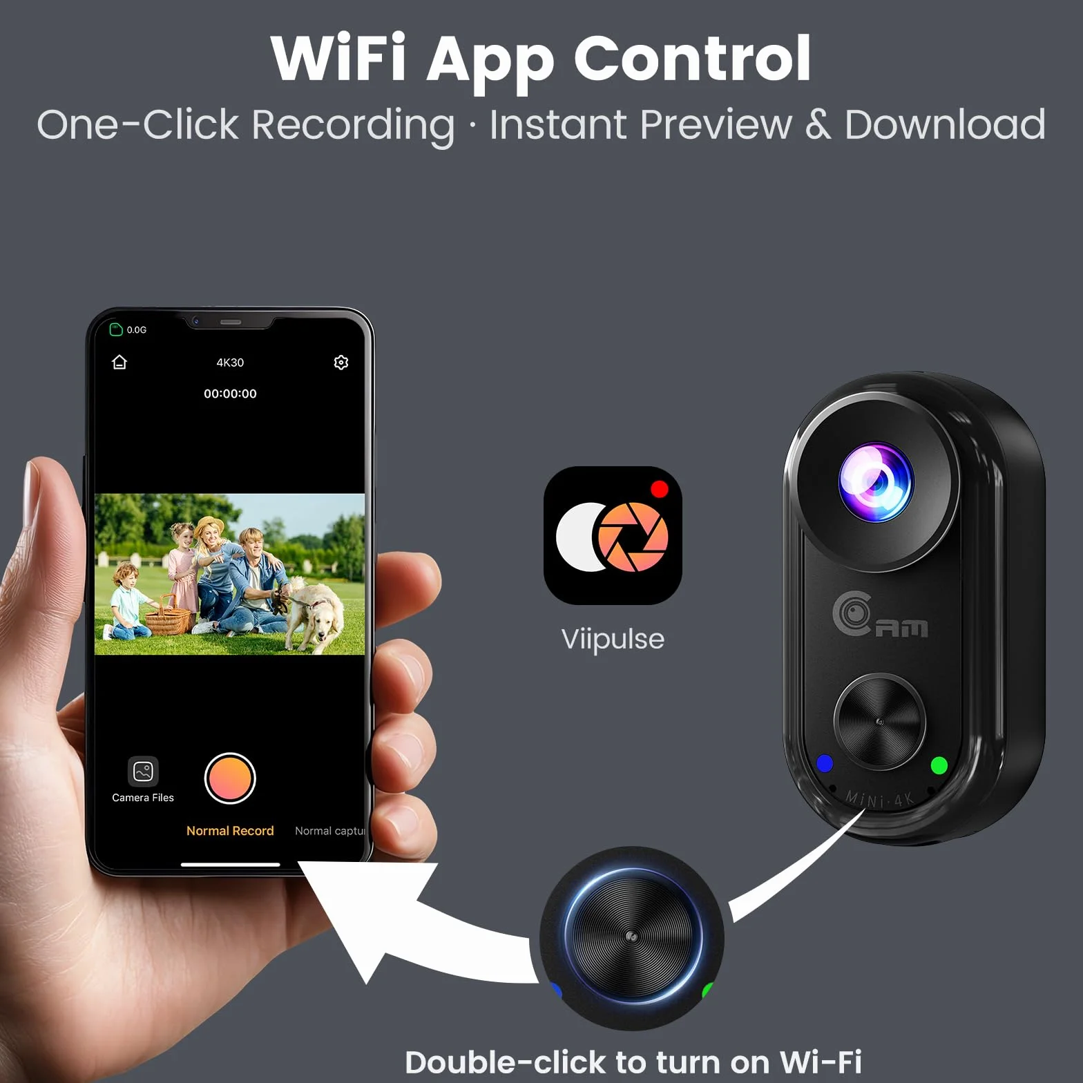 4K Mini Action Cam – Body Cam Magnetica con WiFi, Telecamera Indossabile con Stabilizzazione a 6 assi, Batteria Espandibile, POV Camera per Moto/Viaggi/Animali domestici/Casco