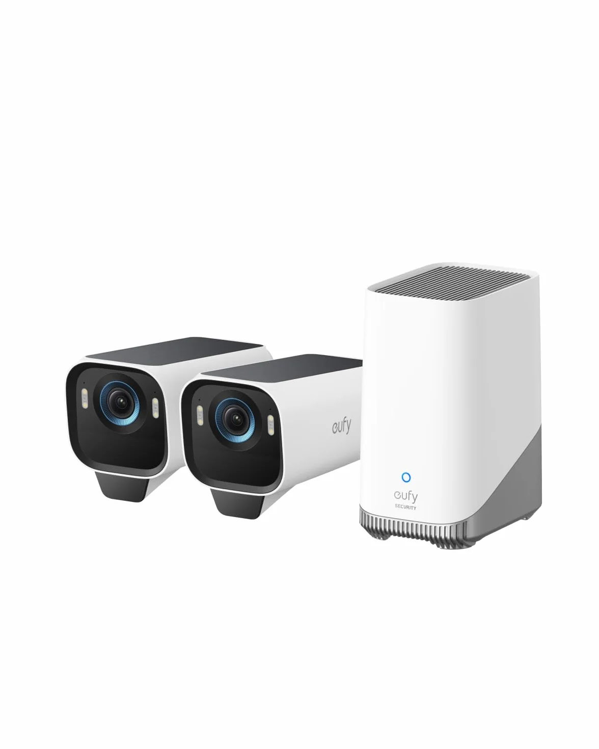 eufy Security eufyCam S3 Pro Kit da 2 telecamere di sicurezza solare per esterni senza fili con pannello solare, visione notturna a colori, 4K, Forever Power 2.0, riconoscimento facciale AI