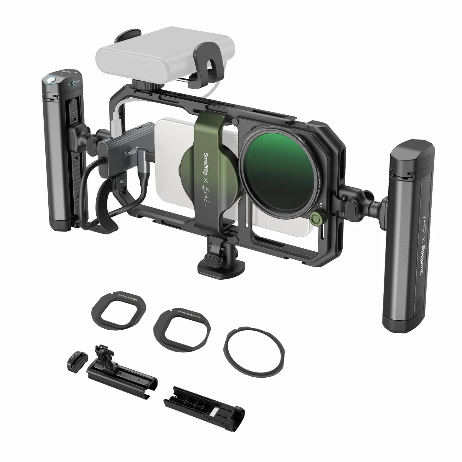 SMALLRIG x Brandon Li Kit Video Mobile All-in-One, Kit Video Universale a Sgancio Rapido per iPhone, per SamSung, per Pixel, con Filtro VND da 67 mm, Maniglie Girevoli Wireless per SSD M.2-4596