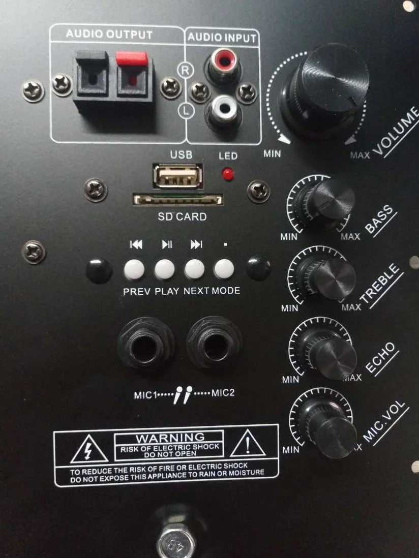 MODULO AMPLIFICATO PANNELLO POSTERIORE RICAMBIO CASSE ACUSTICHE BLUETOOTH USB-SD-ECHO AMPLIFICATORE (trasformi 2 casse passive in attive) nero