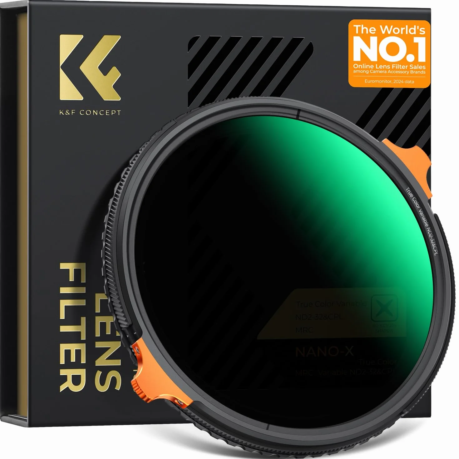 K&F CONCEPT Nano-Xcel 72mm True Colour Filtro Variabile ND2-32 (1-5 Stop) & Polarizzatore Circolare, 2 In 1 Filtro Multifunzione CPL & VND 2-32 in Vetro Ottico 28 Strati Nano Rivestimento