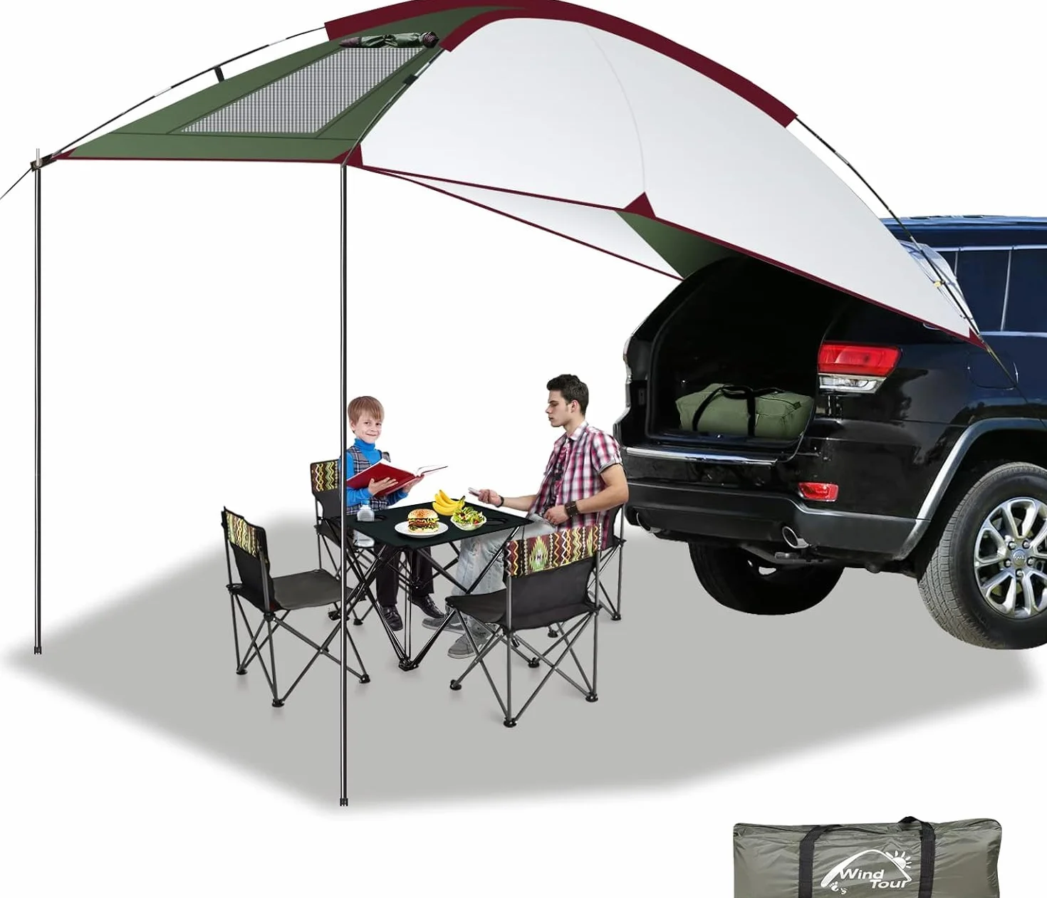 Tenda da Sole per Auto SUV Furgoni Campeggio Anti UV Impermeabile 2.4x1.9x2m