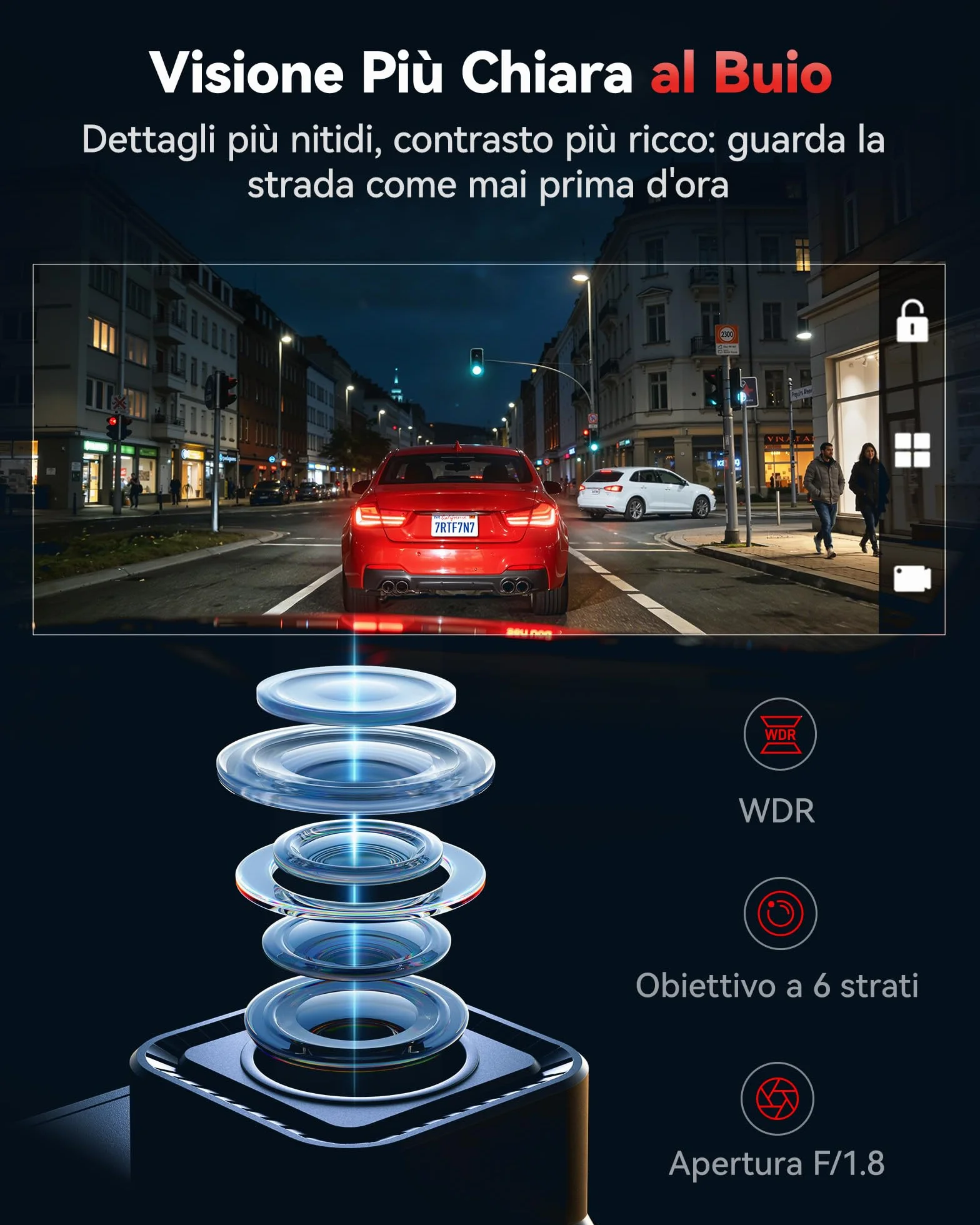 REDTIGER F7N-N Dash Cam Auto 4K Fronte e Retro, WiFi 5.8GHz 20MB/s con APP, Dashcam 2160P/FHD GPS Preciso, WDR, Schermo 3.18", Visione Notturna, Monitor Parcheggio 24H (Senza Scheda)