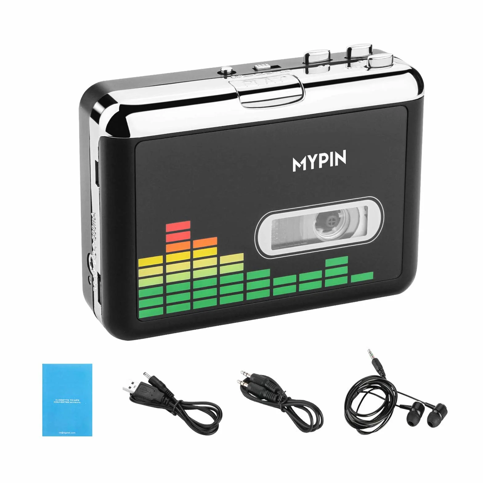 MYPIN Registratore a Cassetta Portatile Lettore Convertitore da Cassetta a MP3 USB con Auricolari