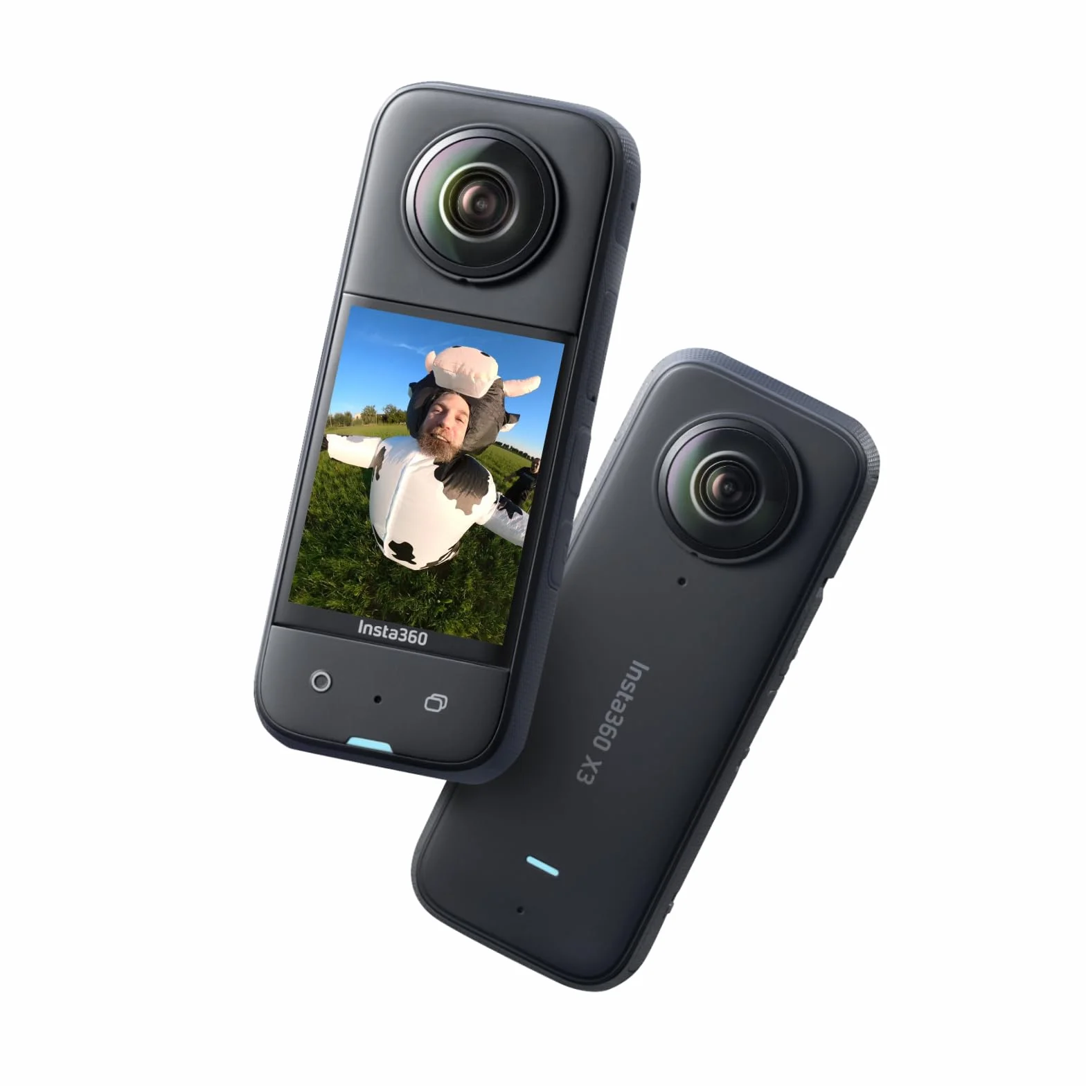 Insta360 X3, Action cam 360 con video HDR Active 360 5.7K, obiettivo singolo 4K, impermeabile, stabilizzazione FlowState, touchscreen da 2,29", editing con IA, per moto, sport invernali e video blog