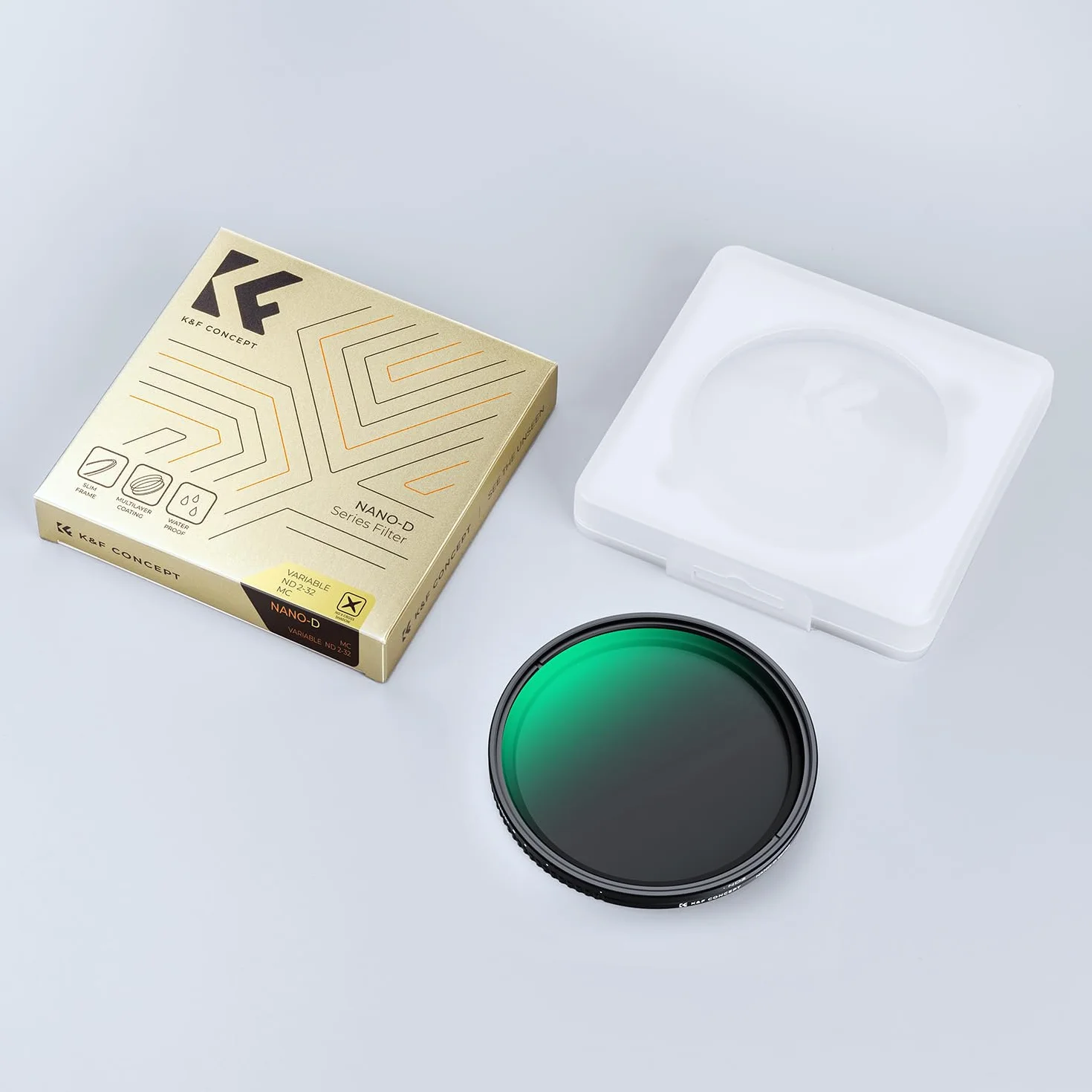 K&F CONCEPT Nano-D 49mm Filtro Variable ND2-32 (1-5 stops) Filtro Densità Neutra Ottico in Vetro HD a Ultrafine con 24 Strati Nano Rivestimento