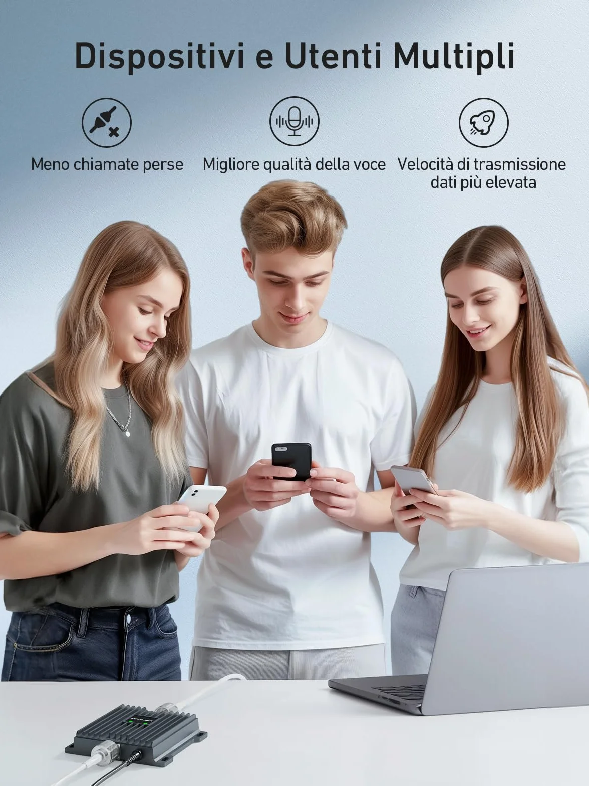 ANNTLENT Ripetitore Segnale Cellulare Amplificatore 4G 3G 2G LTE - Banda 20/7, Amplificatore Segnale Cellulare per Operatori Europei Tre, TIM, Con Antenna Direzionale Yagi ad Alto guadagno