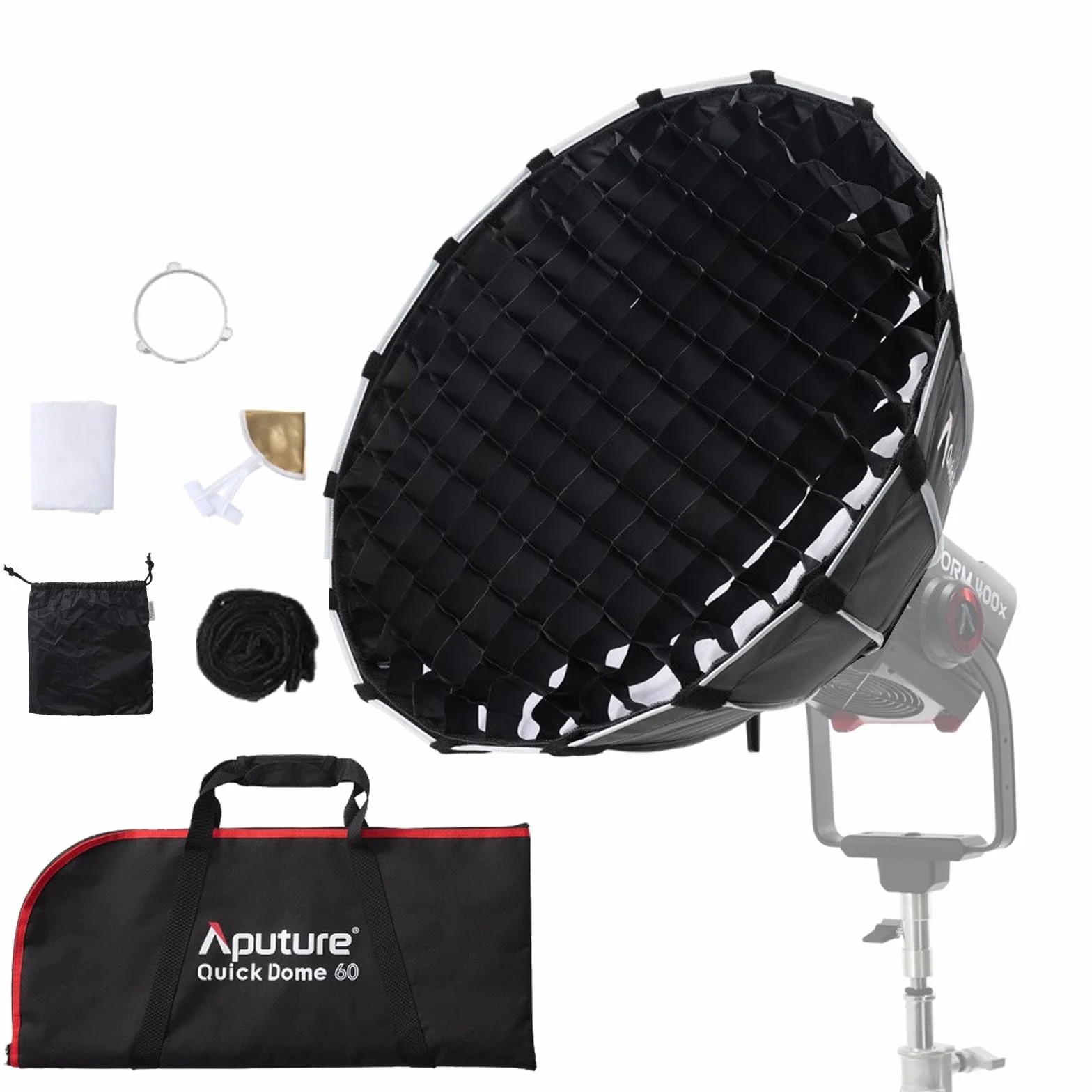 Aputure Quick Dome 60 23in/60cm Bowens Mount Softbox Controlli di illuminazione a configurazione rapida Modificatori per Aputure Storm 700X 400X 80c Amaran 300c/150c/200x/60x S
