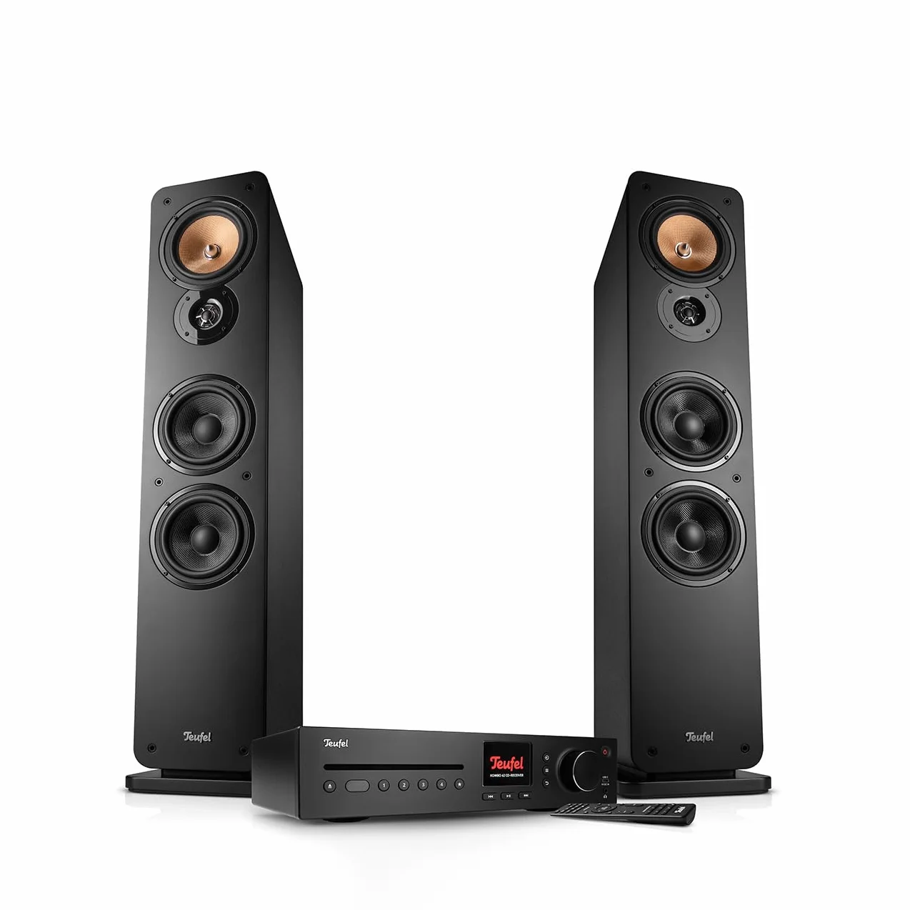 Teufel ULTIMA 40 KOMBO, Impianto Stereo Hi-Fi con Bluetooth e Ricevitore CD 2.1, WiFi, Radio DAB+ e FM, USB-C, HDMI ARC CEC, Sistema a 3 Vie, (Nero)