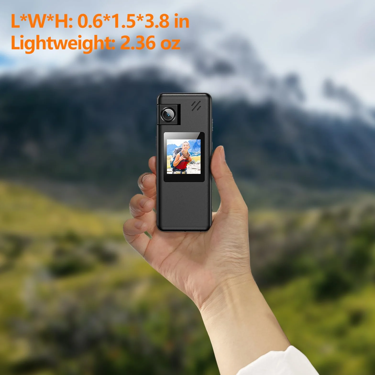 A32 64GB Telecamera Portatile, 1080P, Obiettivo Ruotabile 180°, con Rilevamento Movimento e Registrazione Audio, per Polizia e Ciclismo