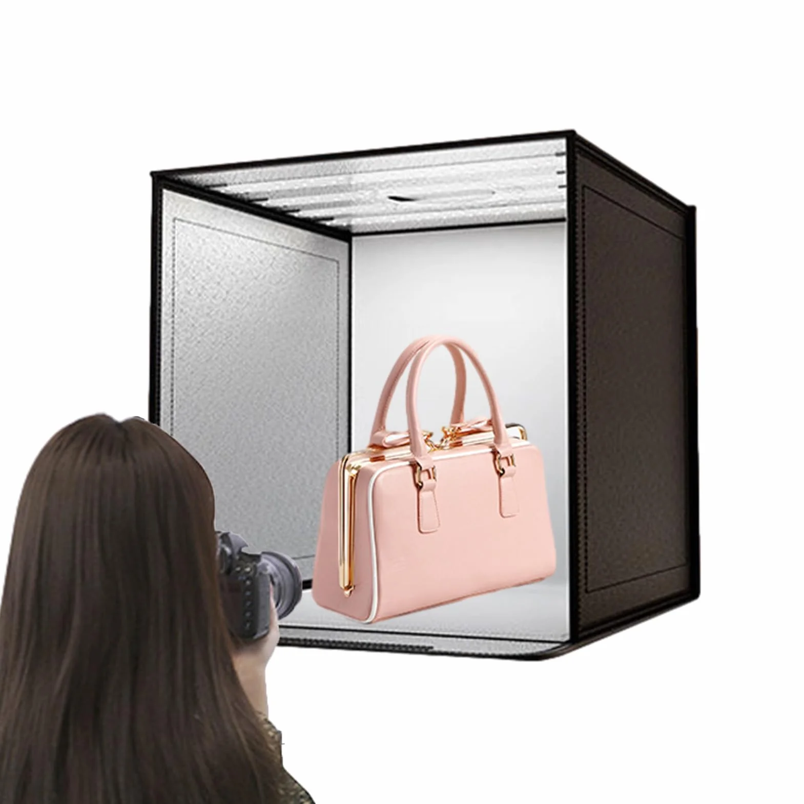 Studio Photo Box - portafoto pieghevole con luce LED regolabile | Puntelli per servizi fotografici professionali portatili 40x40 cm, scatola luminosa per fotografia di prodotti, fotografic