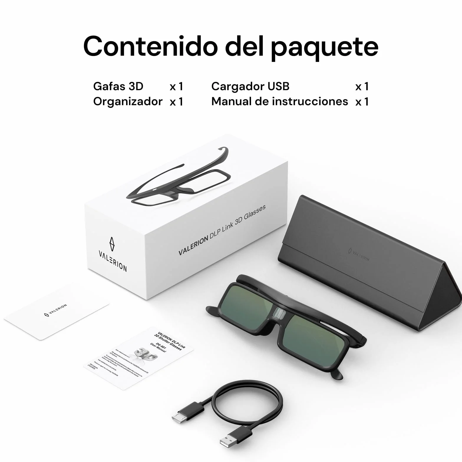 Occhiali DLP Link 3D, occhiali ricaricabili con otturatore attivo compatibili con VisionMaster Max/ Pro2/ Pro, StreamMater Puls2/ Puls e altri proiettori DLP-Link 3D (confezione da 2)
