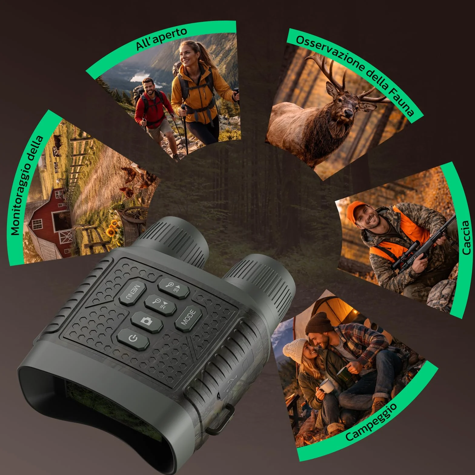 Binocolo Visione Notturna 4K 48MP con Zoom 10x e Visore Notturno, Batteria Ricaricabile 5000mAh per Osservazione fino a 400m, Ideale per Outdoor, Campeggio e Sicurezza