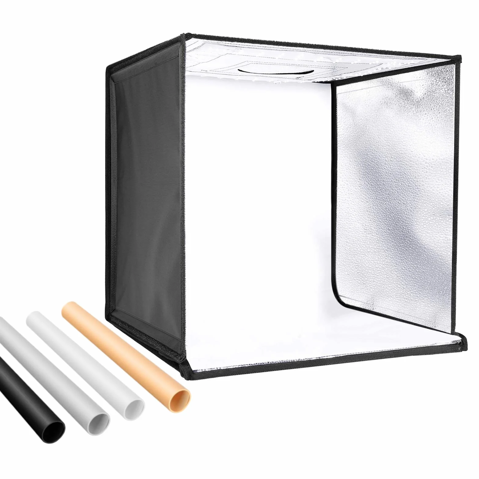 NEEWER Photo Studio Luce Scatola 40X40cm Tenda Luce di Ripresa Luminosità Regolabile Pieghevole Portatile Professionale da Tavolo Kit di Illuminazione per Fotografia 120 Luci LED 4 Colori Fondali