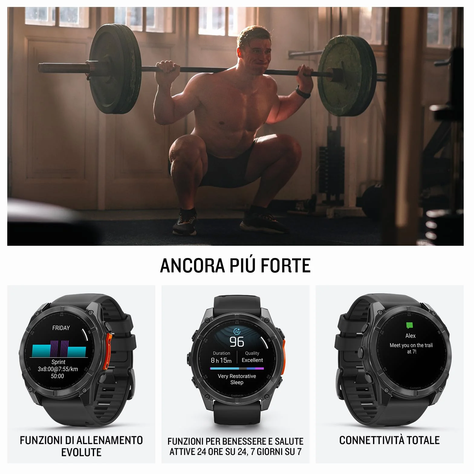 Garmin fēnix 8, 47mm, Display AMOLED 1,4", Touchscreen, Speaker e Microfono, Comandi Vocali, GPS Multi-band, Torcia, Mappe, 90+ App per lo Sport, Autonomia 16 giorni Slate Gray & Black