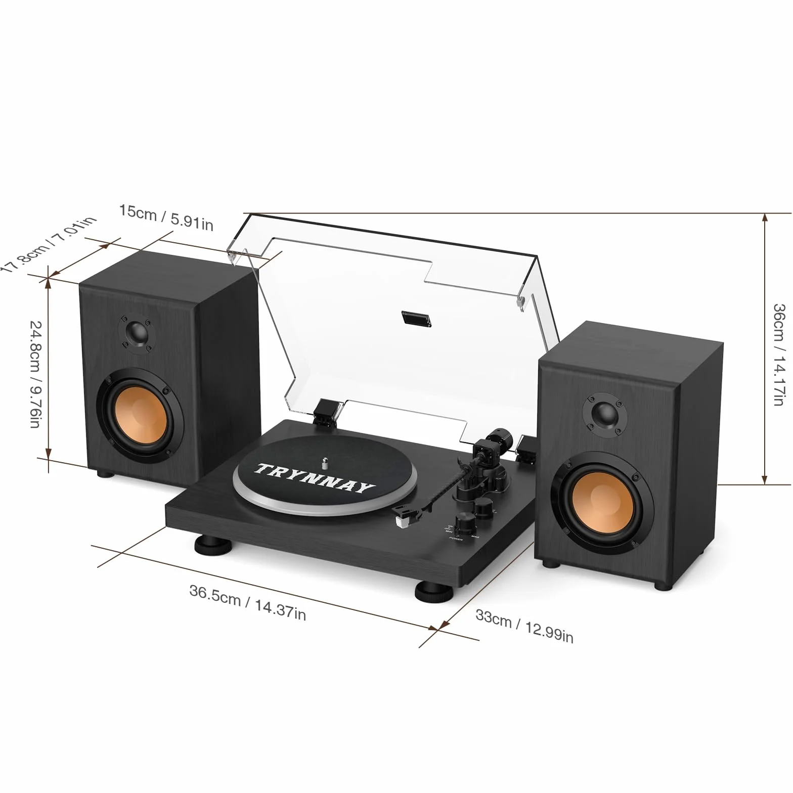 Giradischi Lettore con Contrappeso Regolabile Bluetooth 33/45 RPM 7/10/12 Pollici Suono Hi-Fi Nero