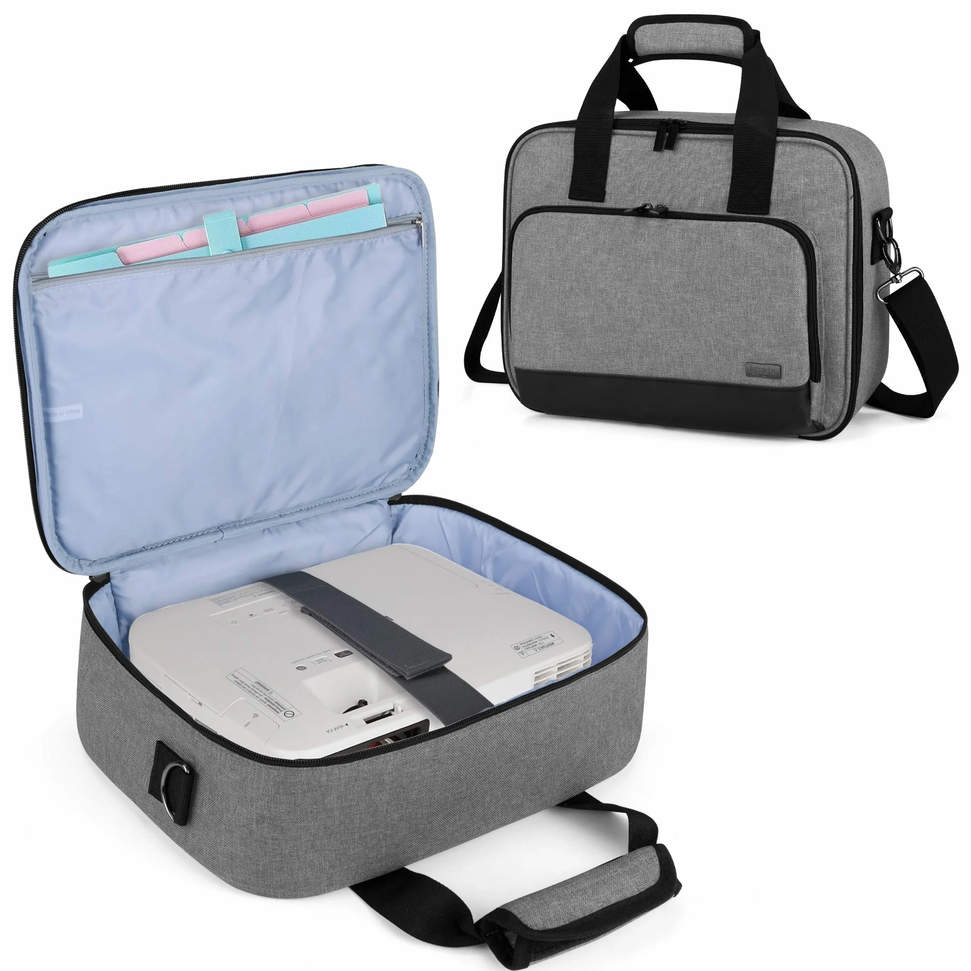 Luxja Borsa per Videoproiettore, Borsa per Proiettore e Accessori, 34,3 CM x 25,4 CM x 10,8 CM, Grigio