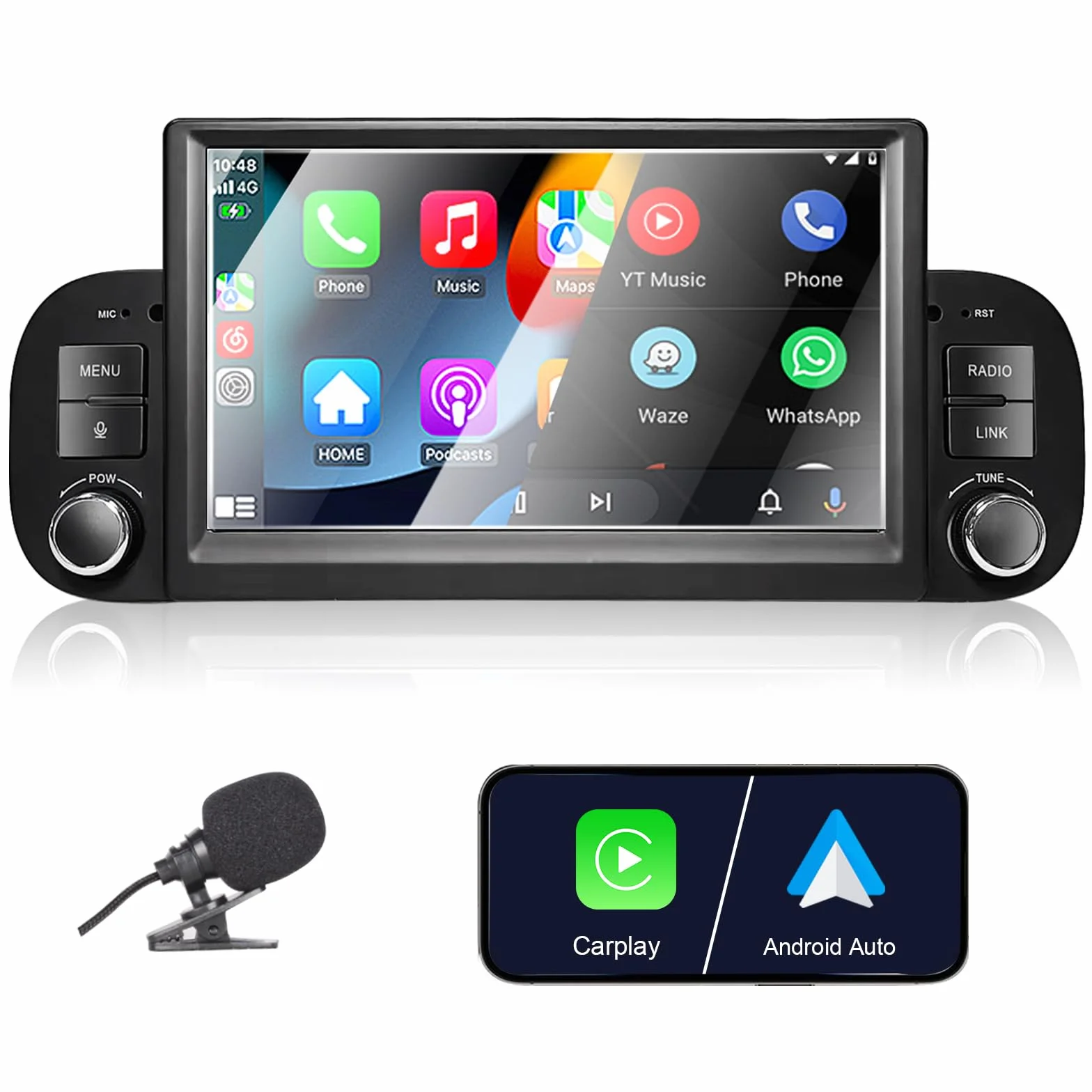 Autoradio per Fiat Panda 2013-2020 Compatibile Wireless Carplay/Android Auto, Fiat Panda Radio da 7 pollici con Touchscreen/Bluetooth/FM/AM/USB/DSP/RDS/Mirror Link