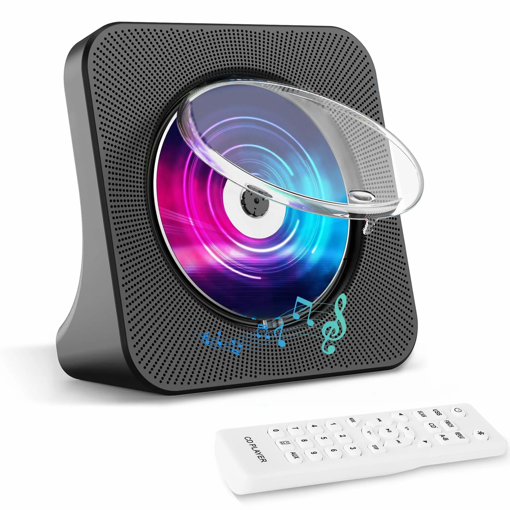 Lettore CD Bluetooth portatile con altoparlante stereo, radio FM, AUX/USB, cuffie