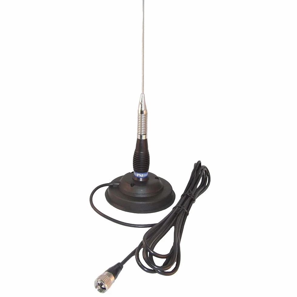 Antenna CB PNI ML100, 100 cm di lunghezza, Base Magnetica 125 mm incluso, 26-30MHz,250W, Spina Pl259 Con Cavo Coassiale 4 m, Ricetrasmettitore Per Veicolo