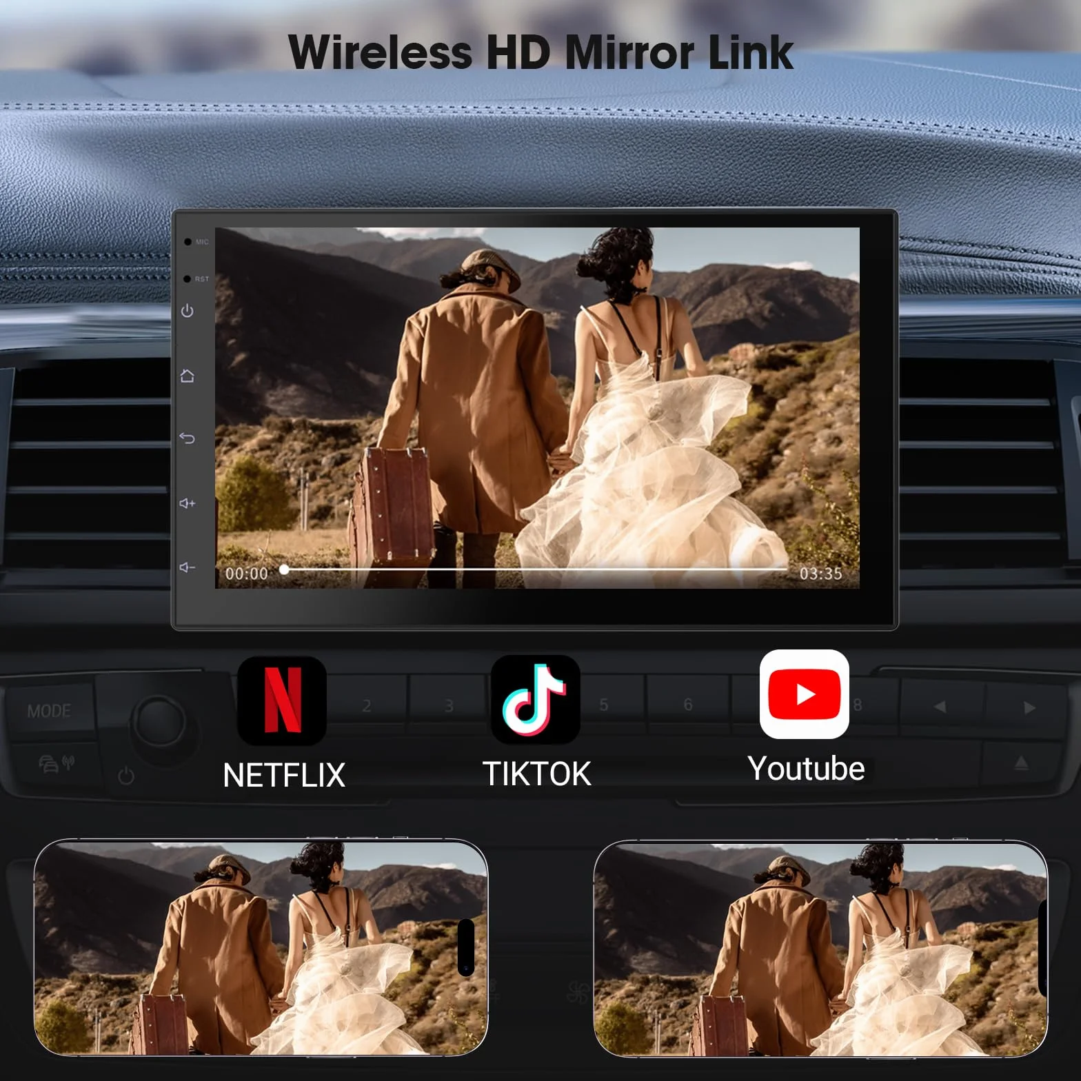 Haudio Autoradio 2 DIN Bluetooth con CarPlay wireless & Android Auto,con schermo 7 pollici Touchscreen Lettore, Mirror Link,FM Radio,Telecamera di backup,Bluetooth 5.0,AUX(RAM 2GB+ROM 32GB)