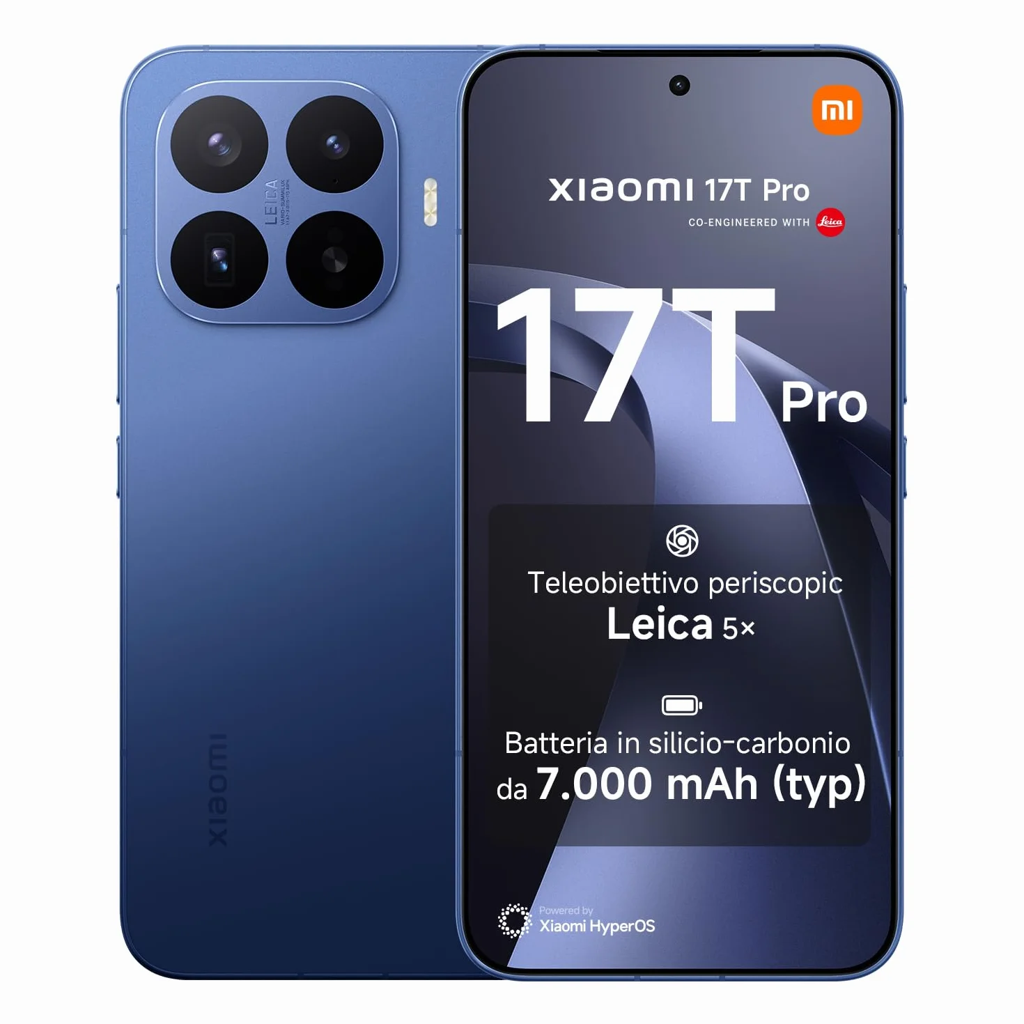 XIAOMI 17T Pro, Smartphone 12+512GB, Display Eye-Care 6,83" 144Hz, Batteria Silicio-carbonio da 7000mAh (typ), Teleobiettivo Leica 5x, 100W HyperCharge, Deep Blue, Garanzia 2 anni+1 anno extra