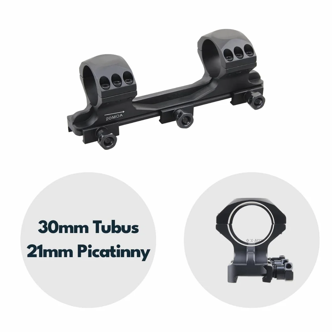 Vector Optics XASR-3013 X-Accu - Montaggio a blocco per tubi da 30 mm, Picatinny, 21 mm, 20 MOA anteriore h= 35 mm per tubi di destinazione, montaggio a pezzo unico
