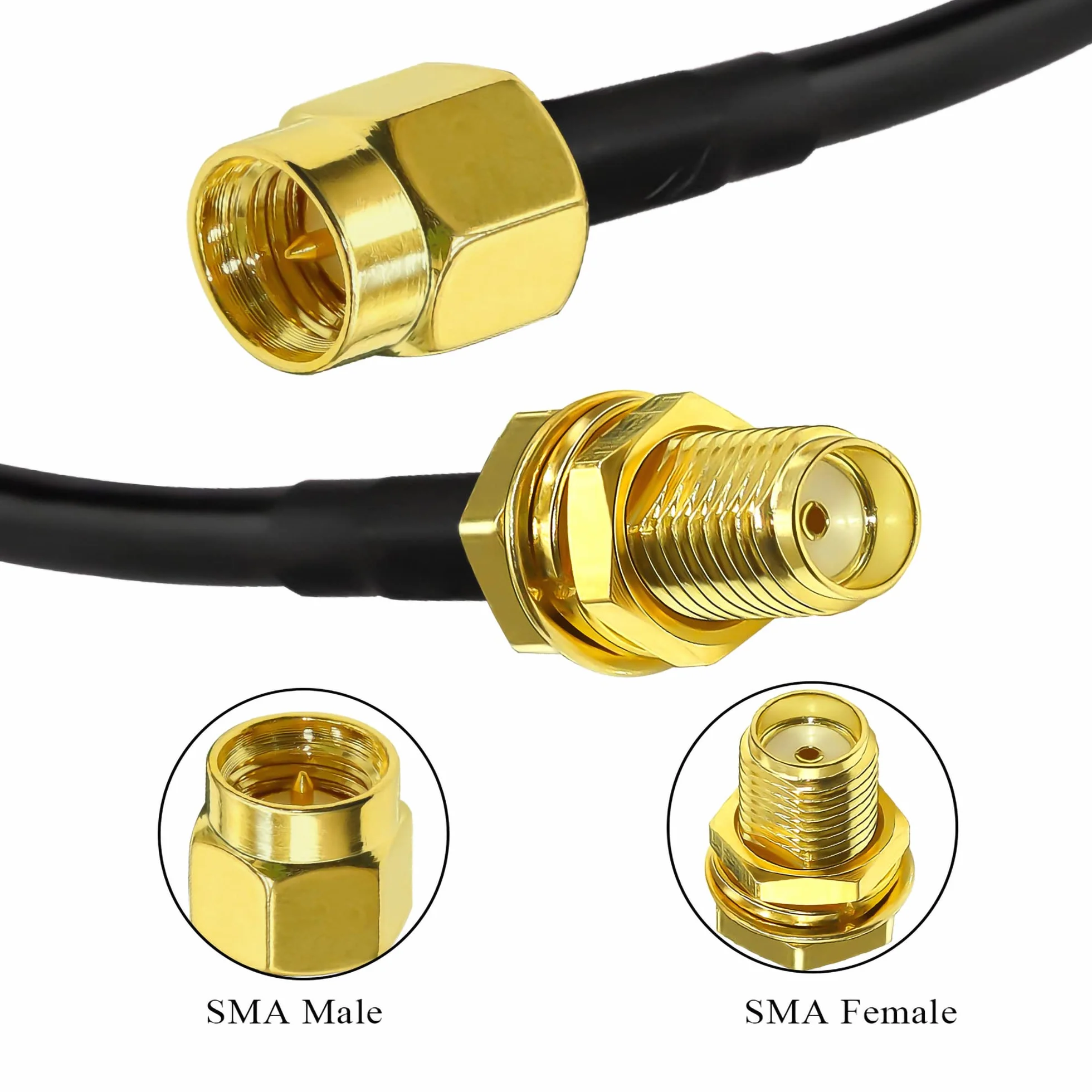 TUOLNK Cavo di prolunga SMA RG58 65.6ft (20M) Cavo coassiale SMA maschio a SMA femmina Antenna WiFi 3G 4G LTE Wireless LAN Cavo coassiale RF a bassa perdita Radio CB