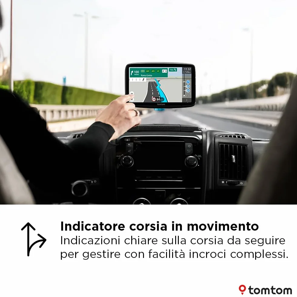 TomTom Navigatore per camper e roulotte GO Camper Tour (schermo da 6", PDI per camper, aggiornamenti Wi-Fi, TomTom Traffic, 6 mesi di avvisi autovelox, mappe d'Europa, indicatore corsia in movimento)