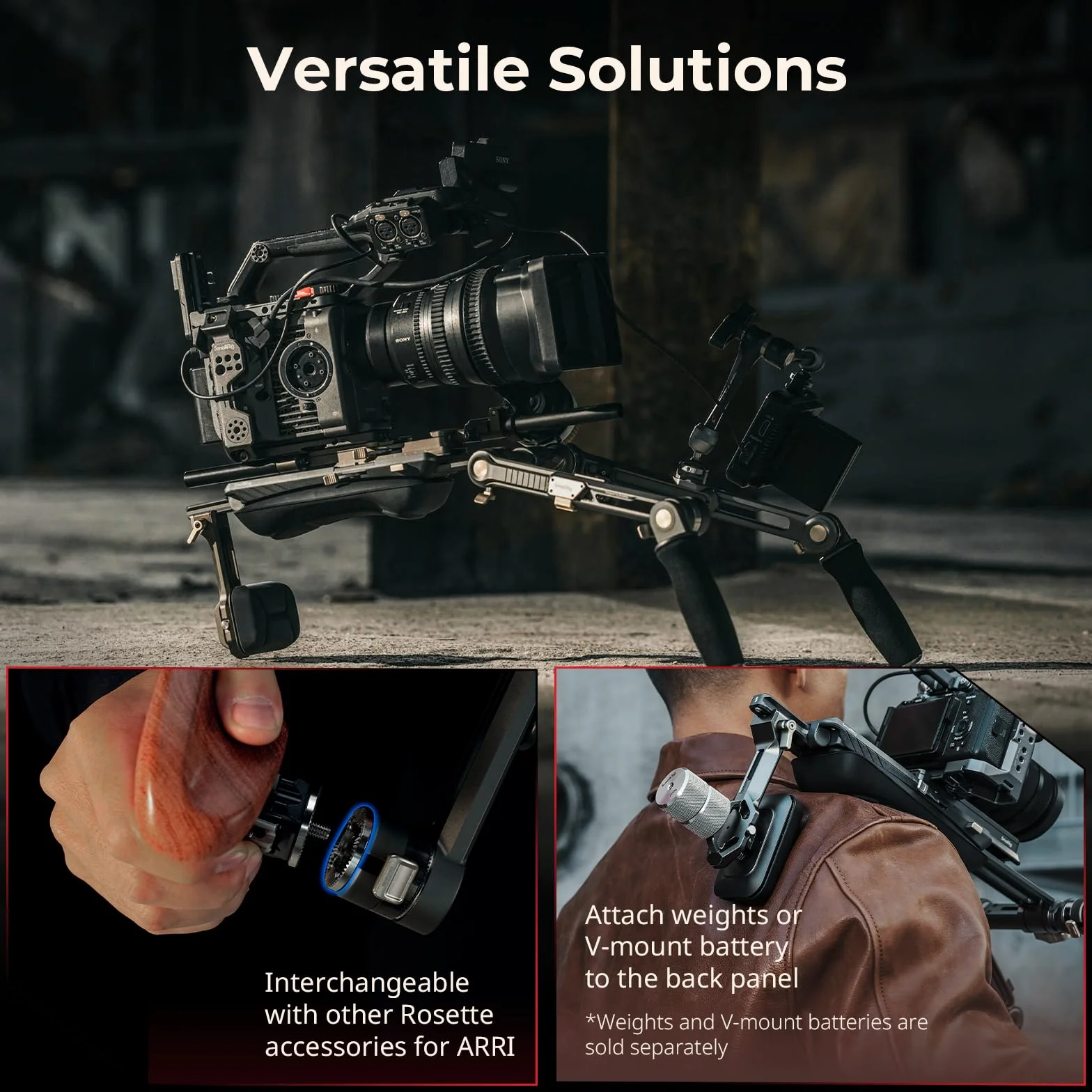SMALLRIG HawkLock SR007 Pro - 4181B - Kit di supporto per spalla per fotocamere mirrorless e videocamere, regolazione rapida One Touch, compatibile con Arca-Swiss/MFT, SR007 Pro - 4181B