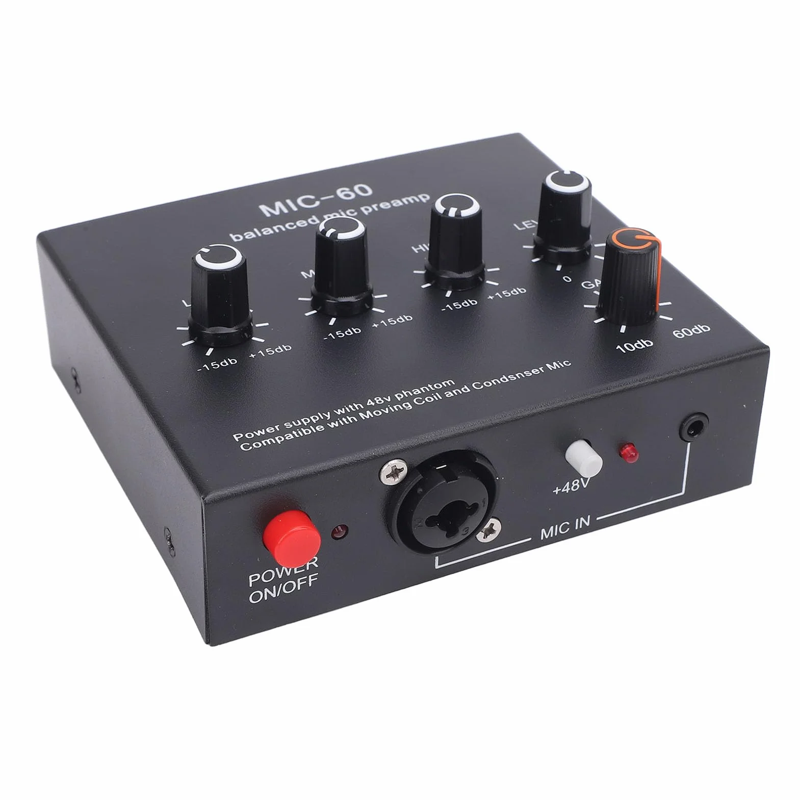 Preamplificatore Microfono XLR Ad Alto Guadagno, Mic Booster Dinamico e Condensatore per Registrazione Studio Streaming