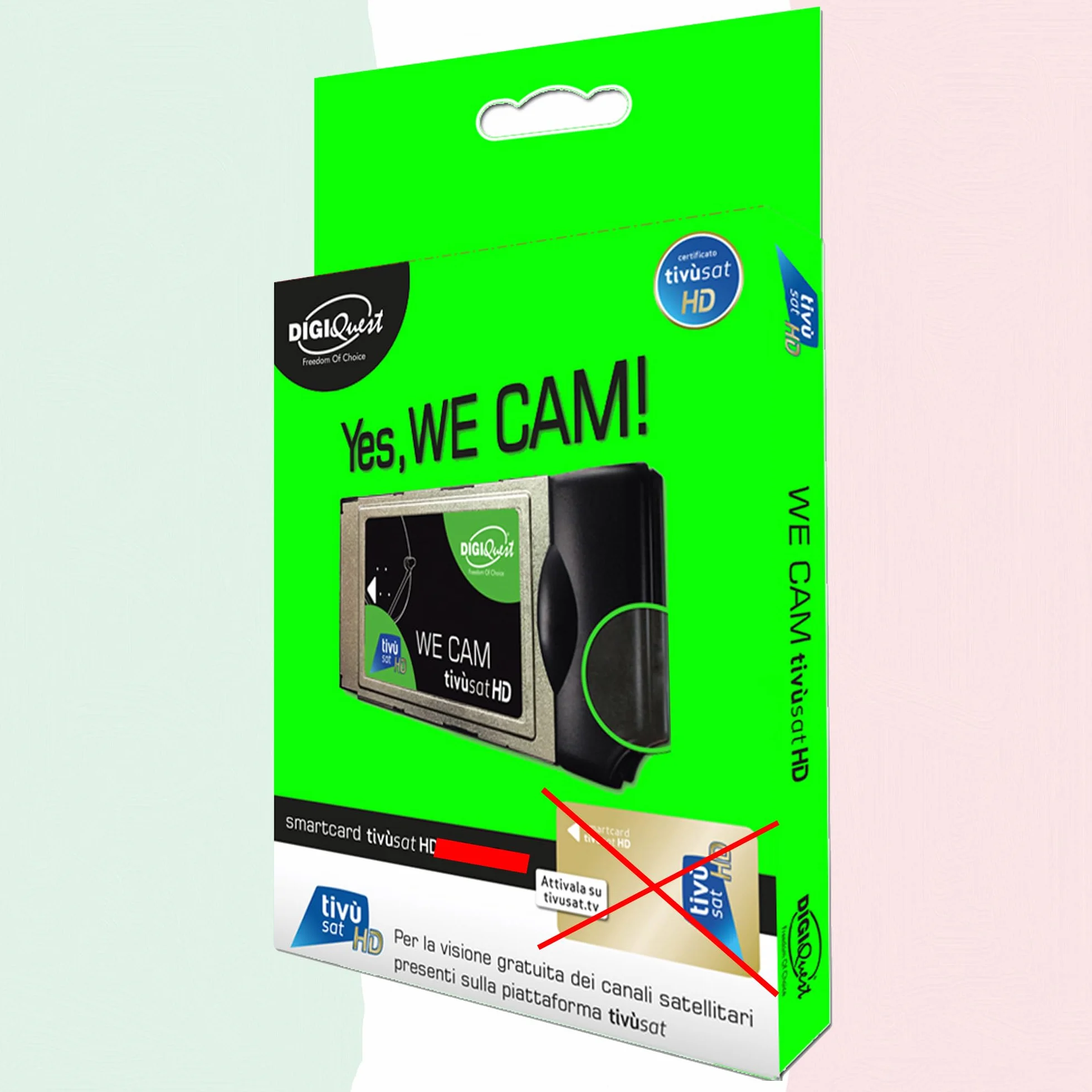 We CAM SmartCam Modulo di DIGIQuest – modulo HD CI+ WiFi con tasto WPS per la ricezione di canali HD/4K italiani via satellite Eutelsat HotBird 13,0° est (senza scheda TiVuSat)