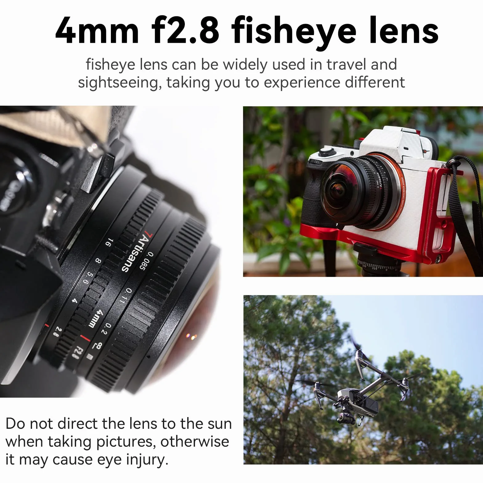 7Artisans 4 mm F2.8 Fisheye Ultra Wide Angle Lens APS-C Manuale Focus Prime Lens Compatibile con Fujifilm FX-Mount Mirrorless Camera X-T1 X-T2 X-T3 X-T20 X-T30 X-E1 X-E2 X-E3