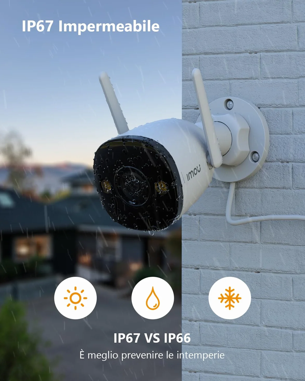 Imou Telecamera WiFi Esterno, 5MP Videocamera Sorveglianza da Esterno Telecamera di Sicurezza con Rilevamento Umano, IP67, Visione Notturna 30m, Compatibile con Alexa, 2,4g, Bullet 2C 5MP