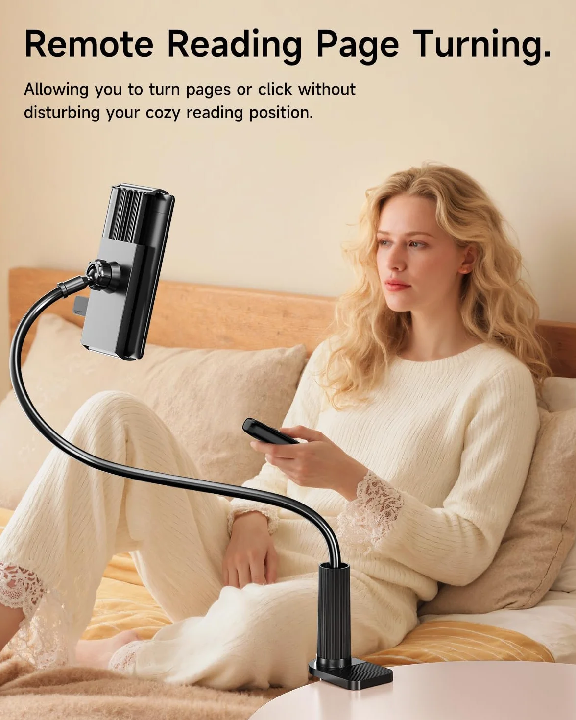 Supporto per Kindle con Telecomando per Girare Pagine, per Lettura Letto Scrivania, Nero