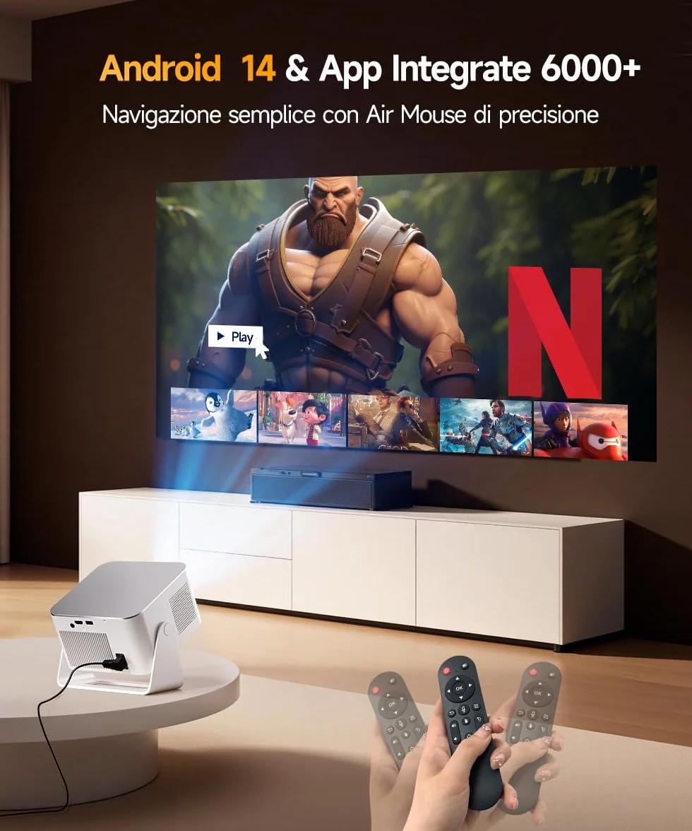 Mini Proiettore 4K 8K Supporta, Proiettore Portatile 1080P WiFi 6 Bluetooth 5.4 600ANSI HY350MAX