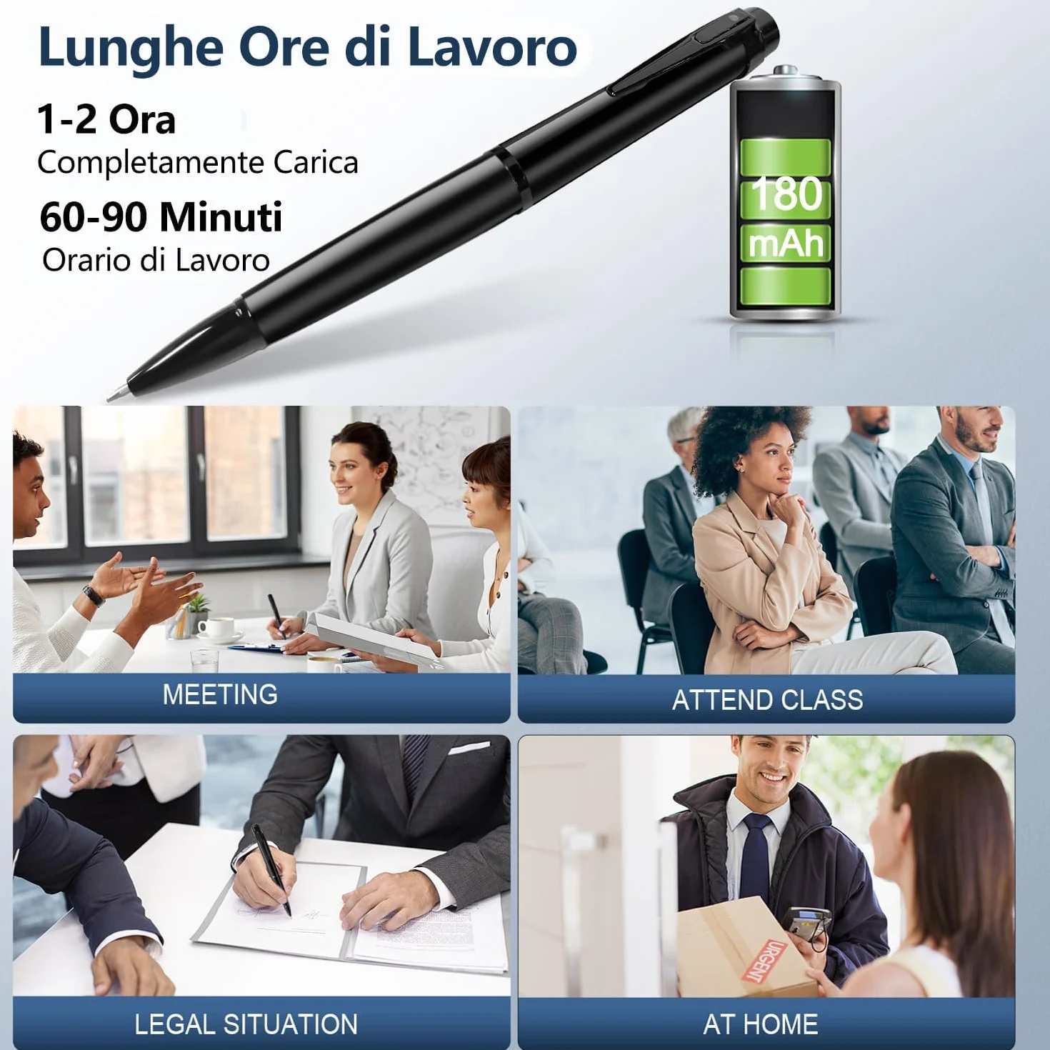 Telecamera Penna 1080P HD con Registrazione Audio e Video, Mini Videocamera Portatile con OTG e Rilevamento del Movimento, Perfetta per Riunioni, Lezioni e Uso in Ufficio