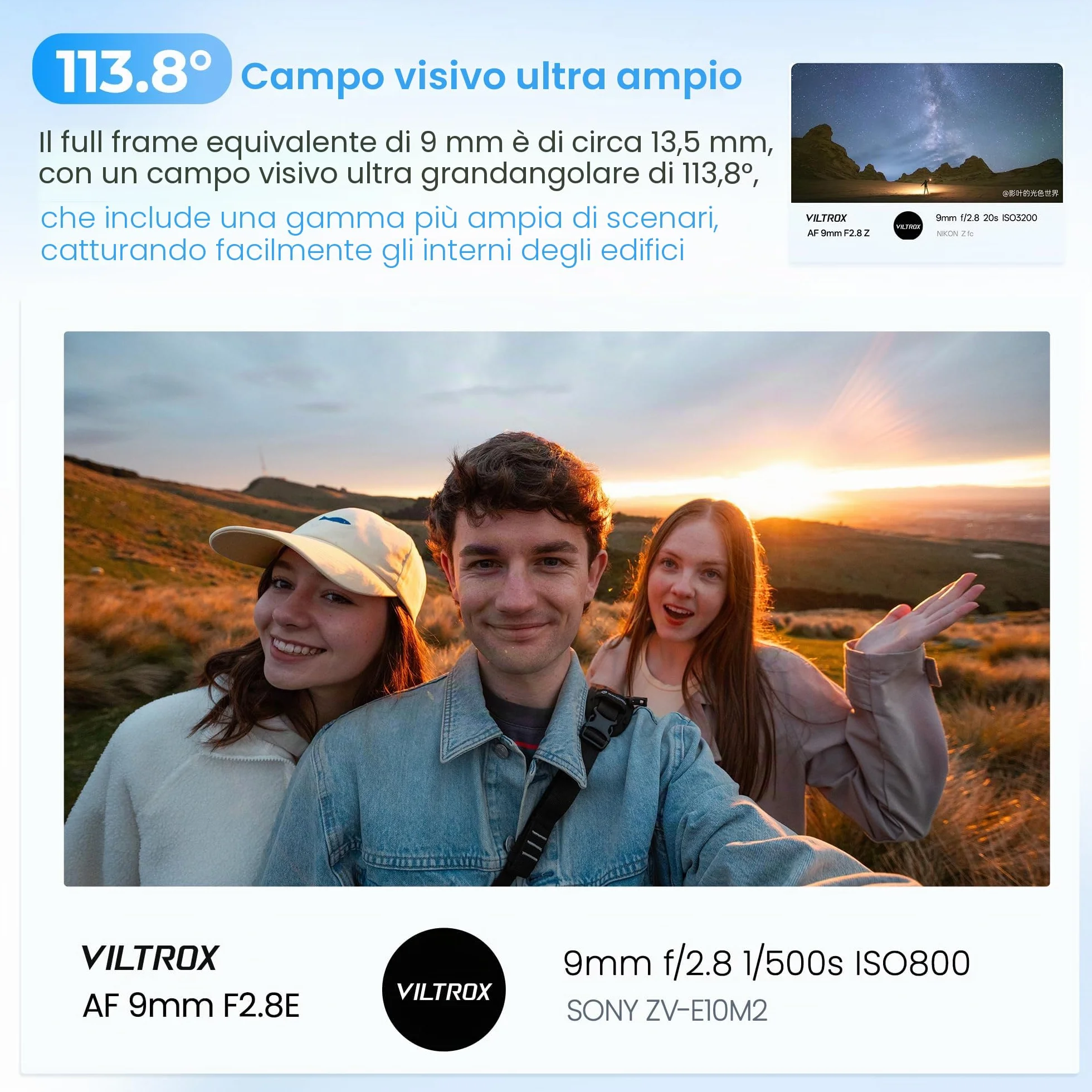 VILTROX AF 9mm F2,8 Obiettivo per Fotocamera APS-C Autofocus Ultragrandangolare a Focale Fissa (per Sony E)