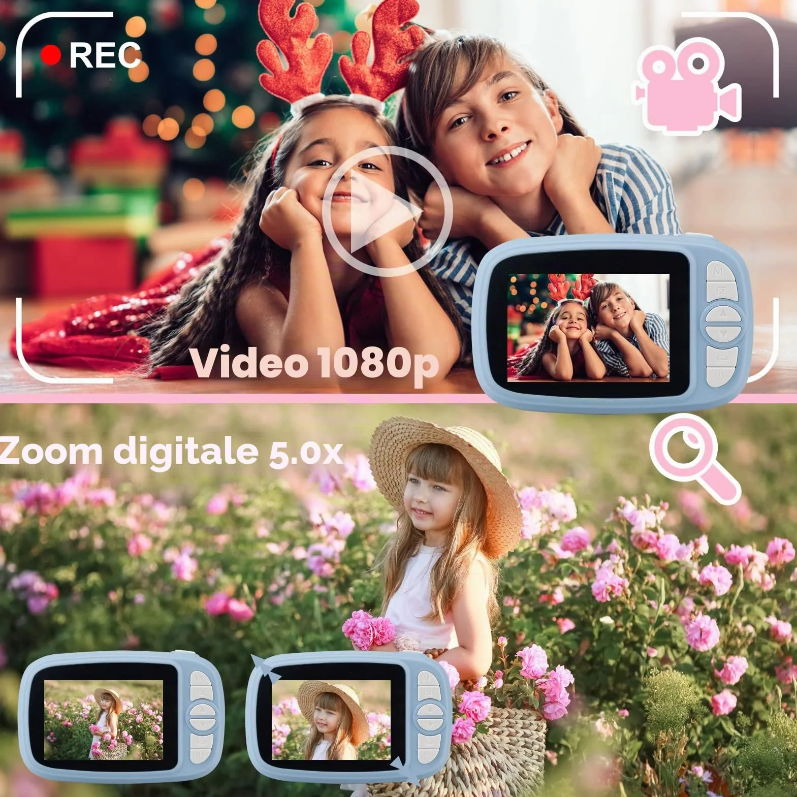 Fotocamera Istantanea per Bambini, 3.5 Pollici/1080P Digitale Macchina Fotografica Bambini con 32GB SD e 4 Rotolo di Carta, Fotocamere Istantanee Regalo per Ragazze Ragazzi dai 3-14 Anni (Blu)