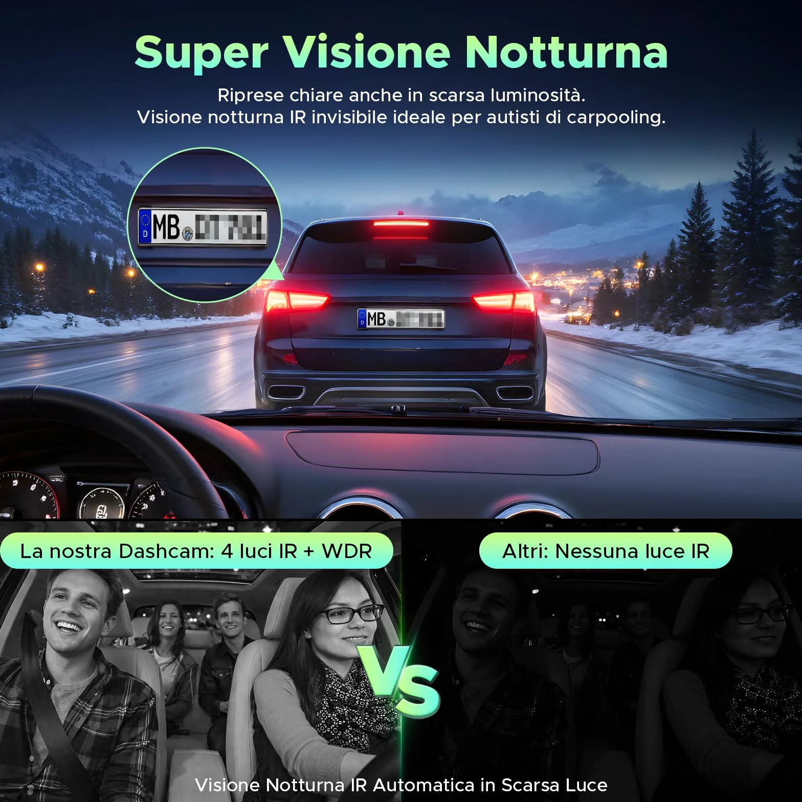 LAMTTO Dash Cam Auto 4 Canali 360°, Telecamera Auto 2K Anteriore + 1080P Posteriore, Interno e Laterali, WiFi 5GHz, Visione Notturna IR, G-Sensor, Dashcam con Kit Hardwire e Scheda 64GB Inclusa