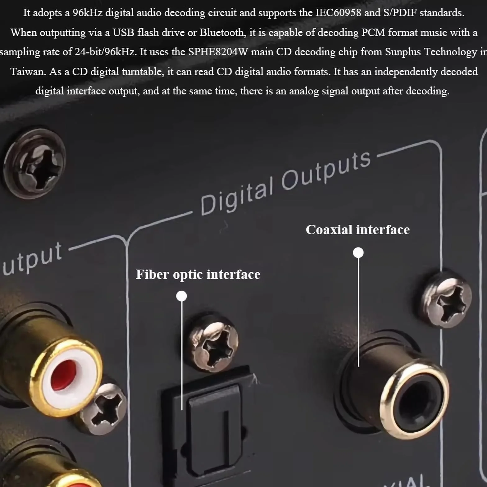 Lettore CD Hi-Fi lossless | Uscita ottica/coassiale, DAC 24 bit/96 kHz, chip ATS2853, supporta CD/MP3/WMA/USB, include telecomando, uscita audio digitale,Natural