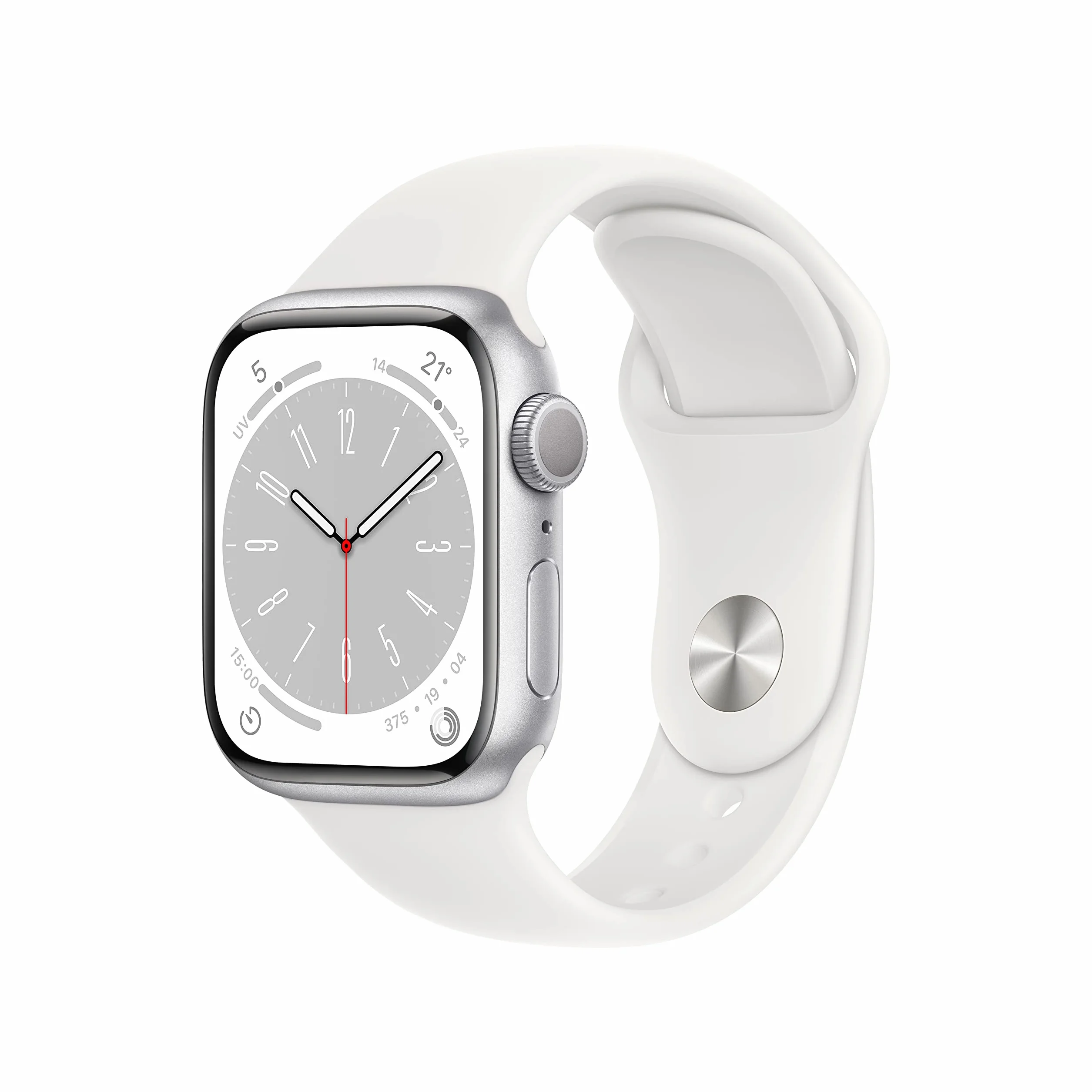 Apple Watch Series 8 (GPS, 41MM) Silver Aluminum Case with White Sport Band (Ricondizionato)