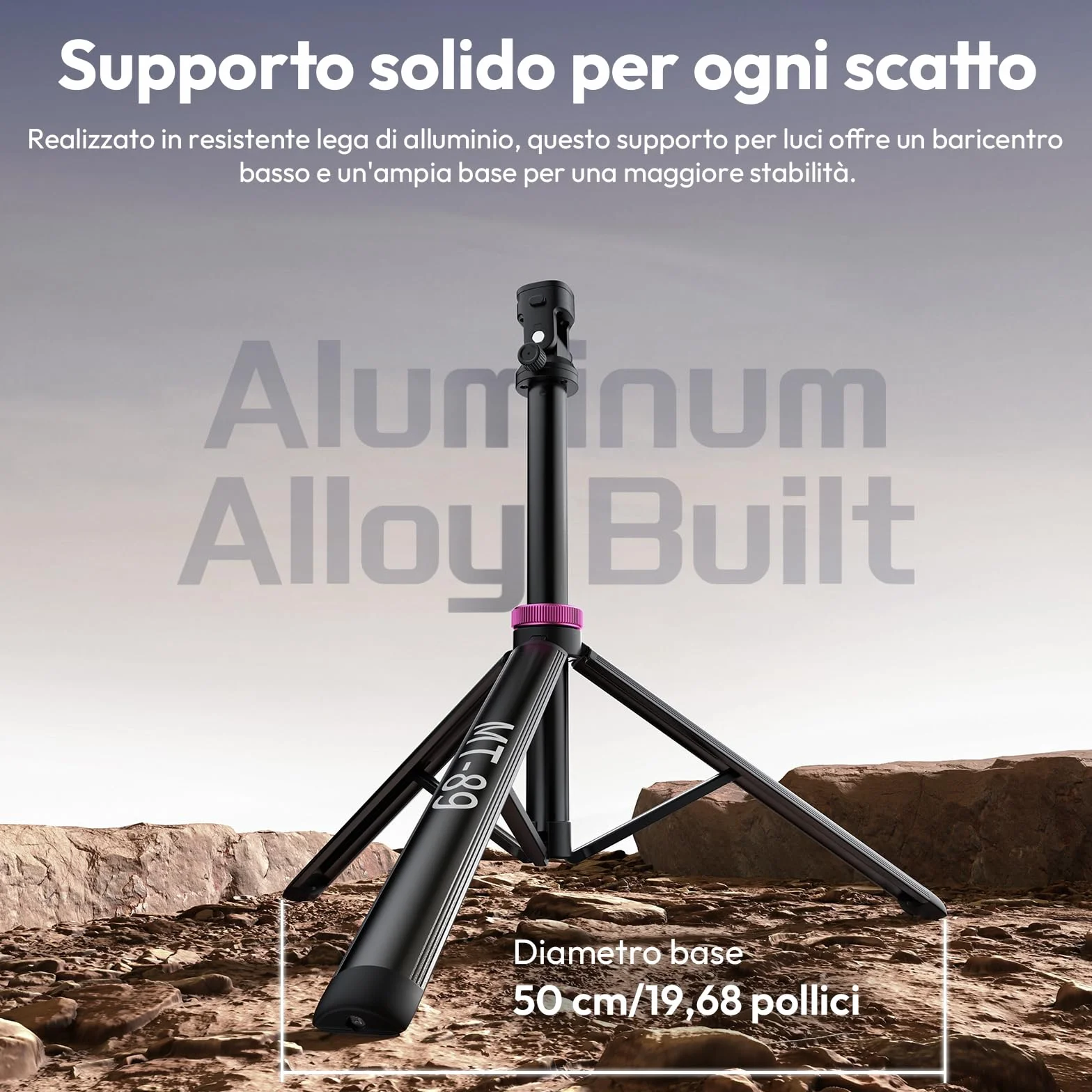 ULANZI MT-89 stativo fotografico compatto da 208,3 cm con vite da 1/4" a sgancio rapido, capacità di carico 1kg, treppiede estensibile regolabile in alluminio, con testa a sfera a 360°