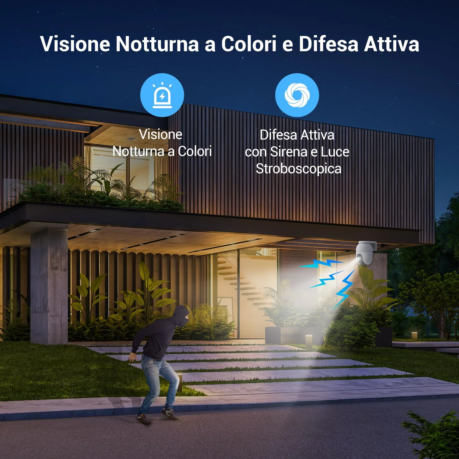 EZVIZ C8c 5MP Telecamera Wi-Fi Esterno 3K Motorizzata 360° Visione Notturna Colori Rilevamento Persone Veicoli Tracciamento Zoom Auto Alexa Google