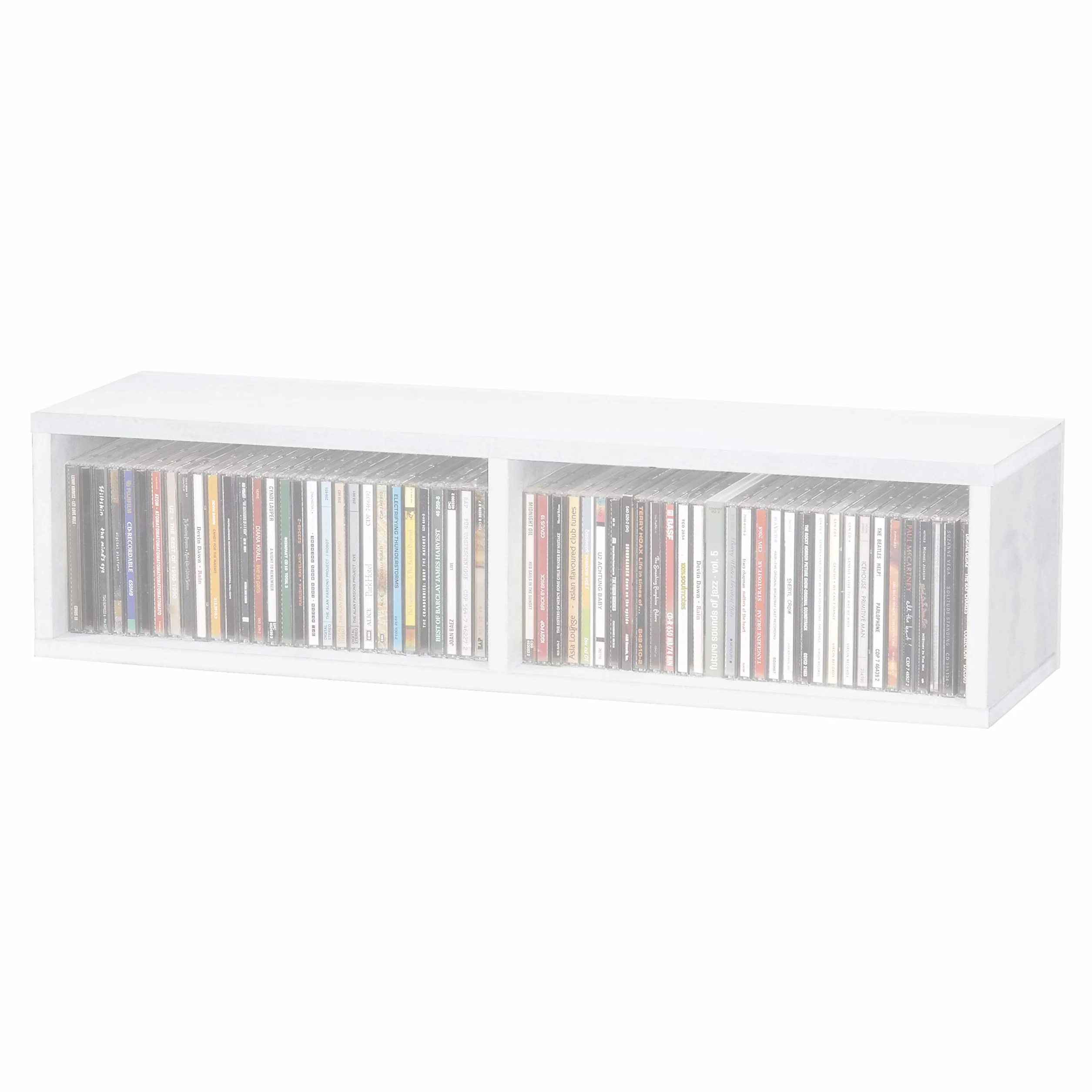 Glorious CD Box White 90 - Contiene Fino a 90 Compact Disc, impilabili con Altri CD Box, con divisore (45 CD per Scomparto), Bianco