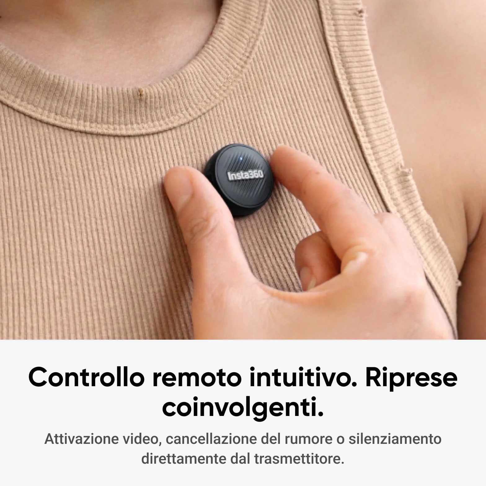 Insta360 Trasmettitore Microfono Air, 7,9 g ultraleggero, microfono wireless X5/X4/X4 Air/Ace Pro 2/GO Ultra, cancellazione del rumore, Vlog, streaming