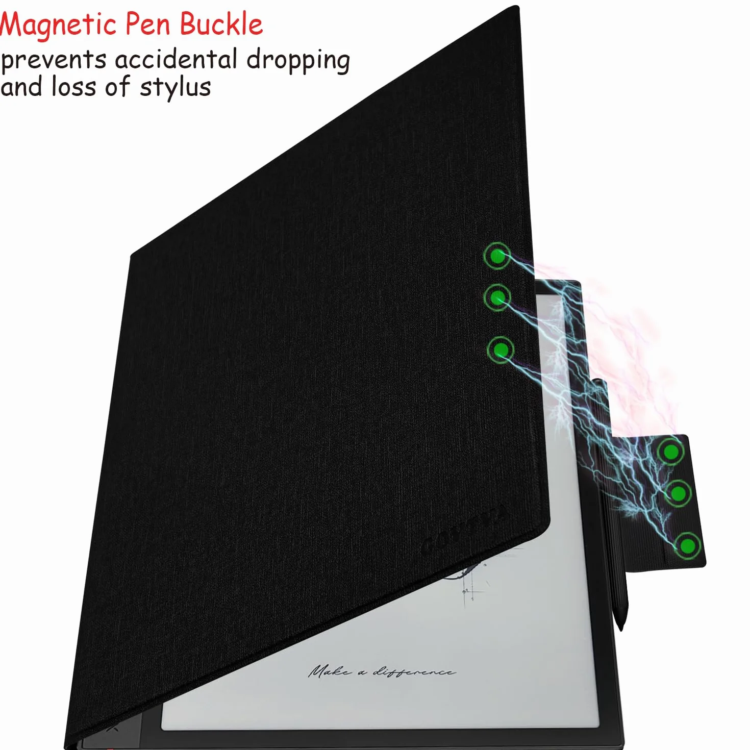 Custodia magnetica con supporto per Onyx Boox Note Air 4 C/Note Air 3 C (2024/2023) Custodia in pelle ultra sottile leggera con fibbia magnetica per penna, accensione e spegnimento automatico