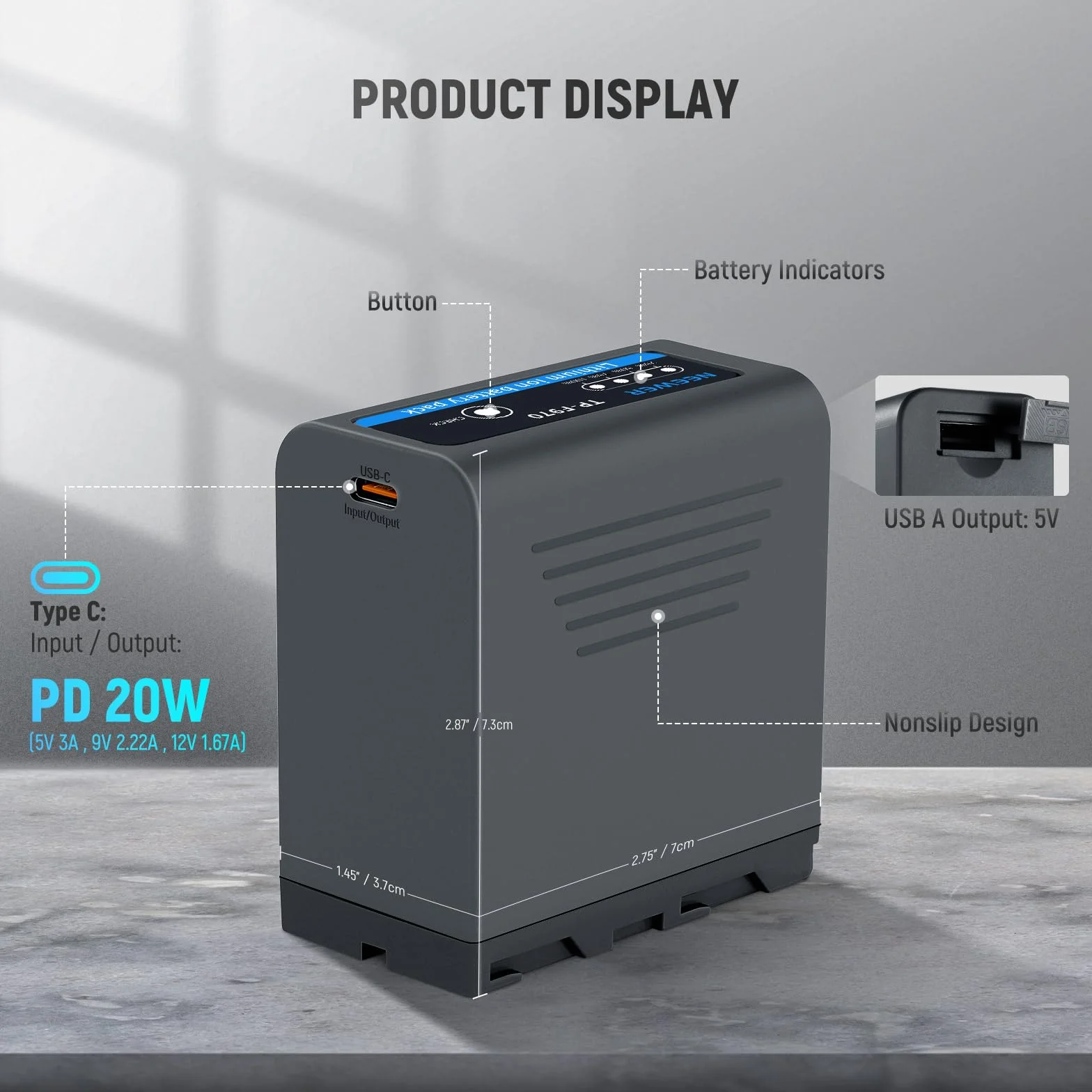 NEEWER 2pz NP-F970 7800mAh Batteria Ricambio per Sony FX3/FX30/A7, per Canon R5, per Nikon Z8, Battery Ricaricabile Ricarica Rapida PD Tipo C da 20W per Videocamera Fotocamera Luce Video LED, TP-F970