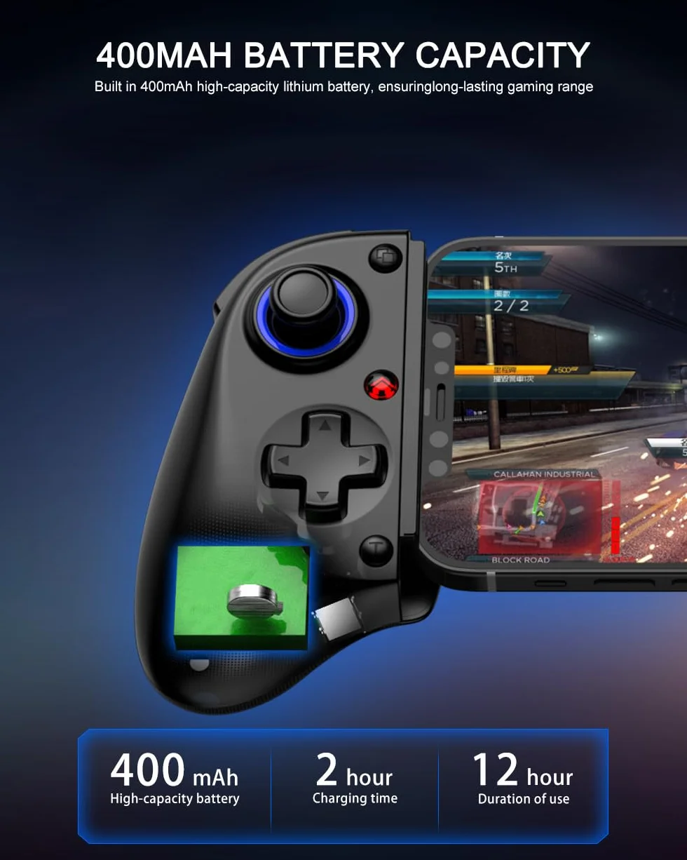 Bluetooth Mobile Game Controller for Nintendo Switch 2 & iOS & Android & Tablets, Wireless Gamepad Grip with Hall Effect Trigger Joystick, Ergonomic Phone Controller for iPhone, iPad Pro, Samsung