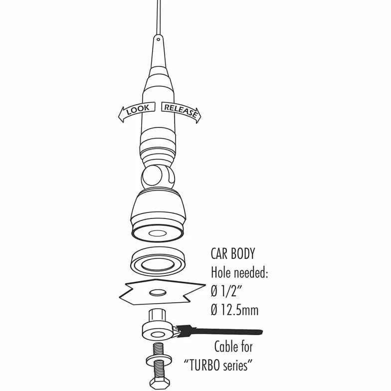 SIRIO TURBO 800 S Blue Line ANTENNA VEICOLARE - 27…28.5 MHz Tarabile